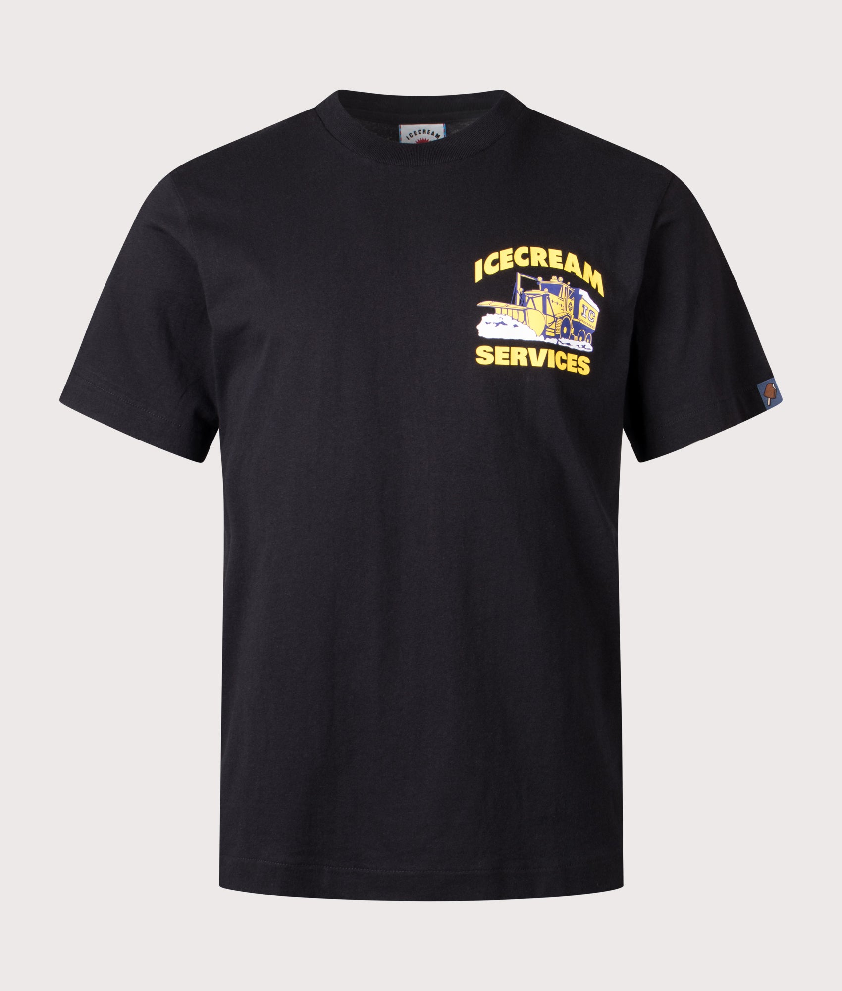 ICECREAM IC Servercies T-Shirt in Black at EQVVS Menswear. Front shot.