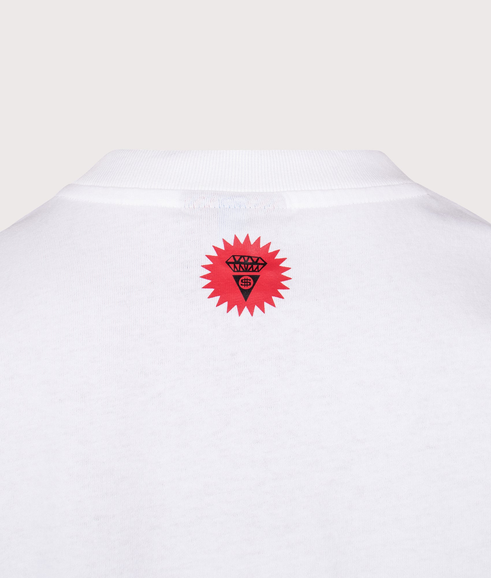 Billionaire Boys Club Choc Chip Running Dog T-Shirt in White at EQVVS Menswear. Back detail shot.