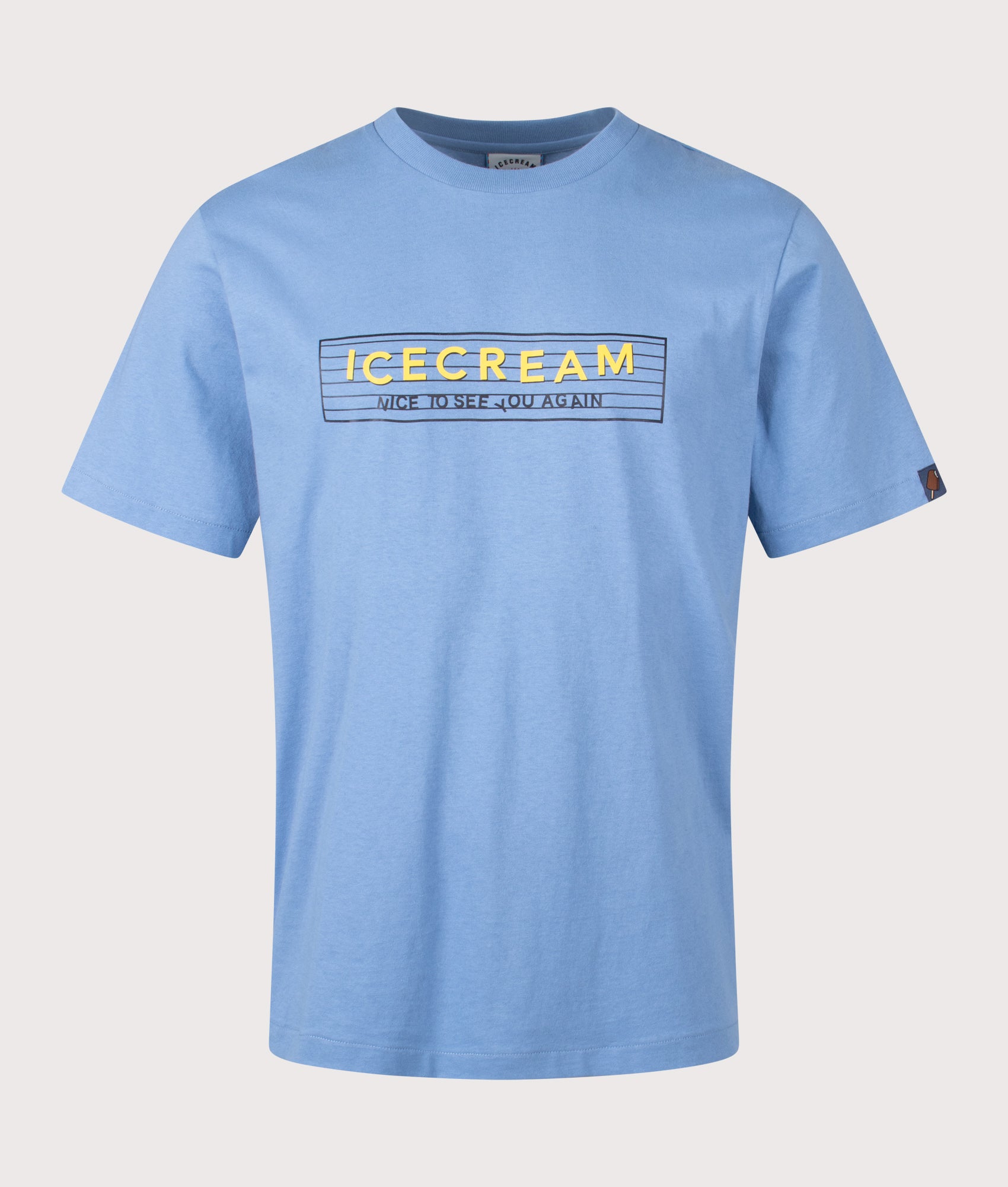 ICECREAM Nice to you T-Shirt proves Light blue at EQVVS Menswear. Front shot.
