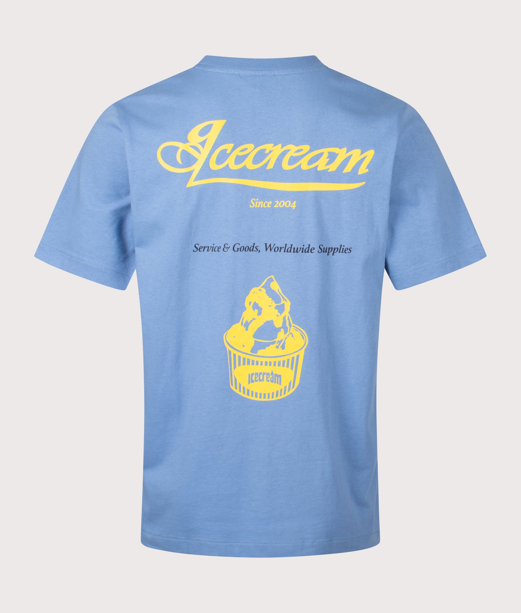 ICECREAM Nice to you T-Shirt proves Light blue at EQVVS Menswear. Back shot.