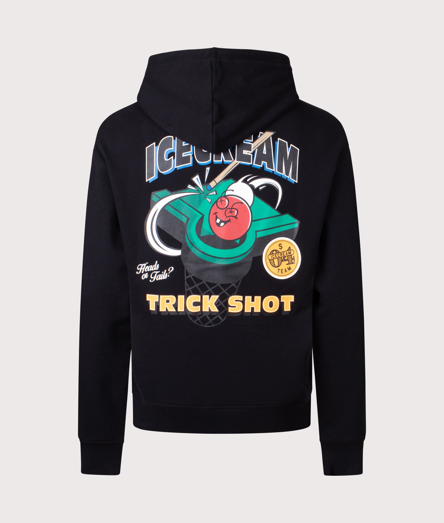 ICECREAM Trick Shot Hoodie in Black at EQVVS Menswear. Back shot.