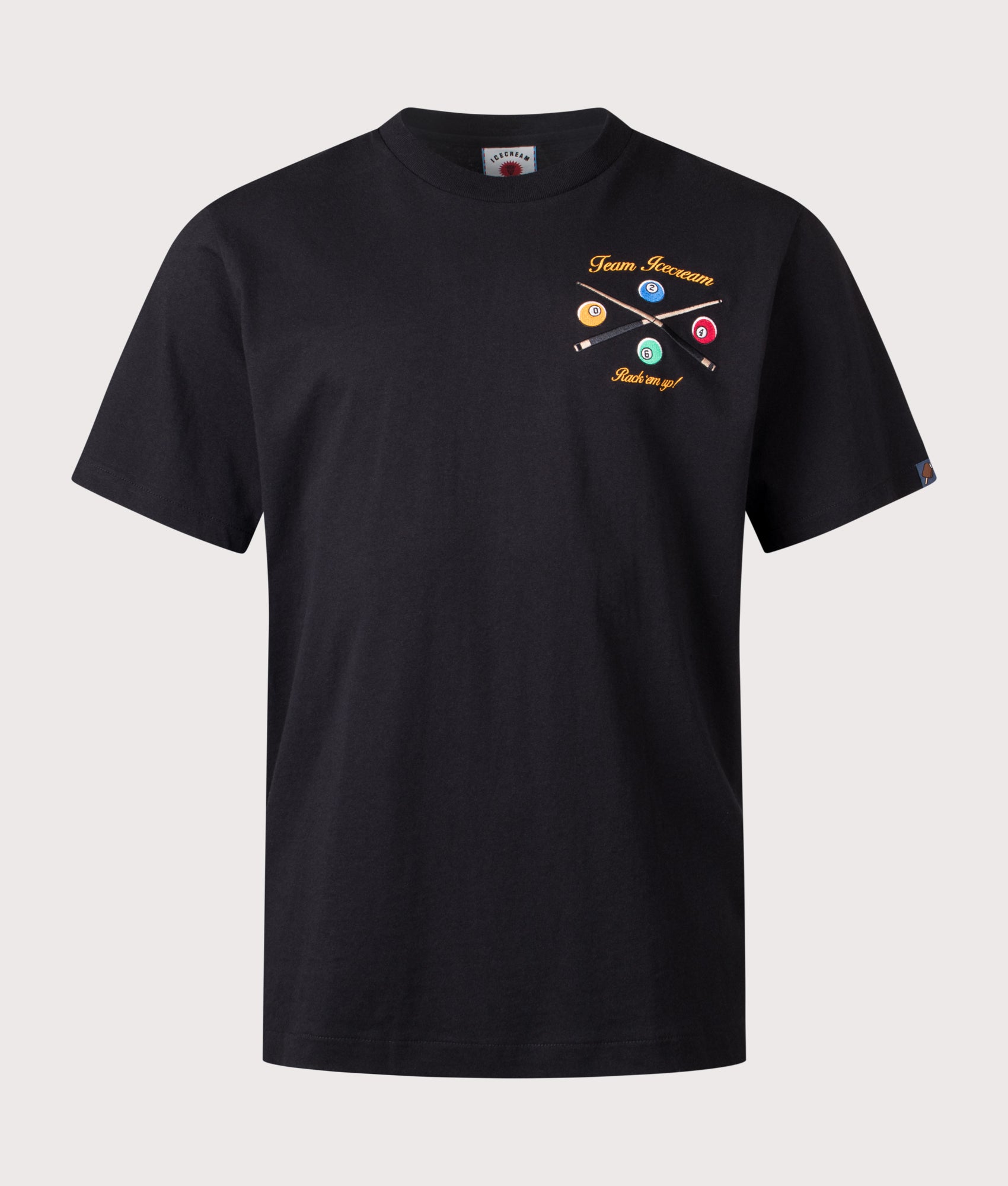 ICECREAM Trick shot T-Shirt in Black at EQVVS Menswear. Front shot.