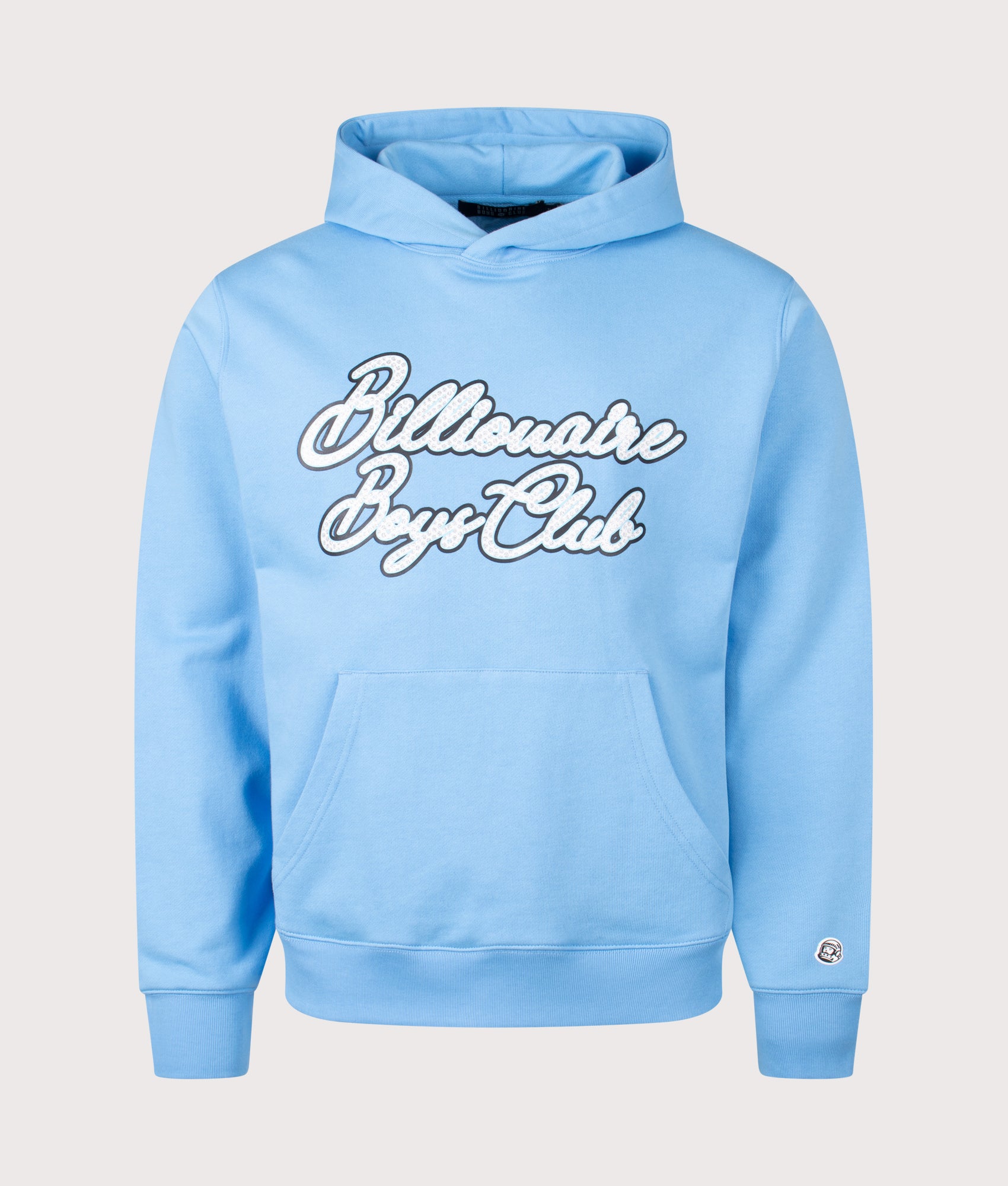 Billionaire Boys Club Diamond Script Logo Popover Hoodie in blue at EQVVS Menswear. Front shot.