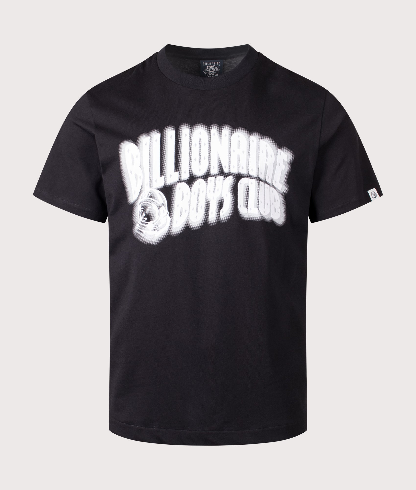 Billionaire Boys Club Oversized fit Distorted Arch Logo T-Shirt in Black at EQVVS Menswear. Front shot.