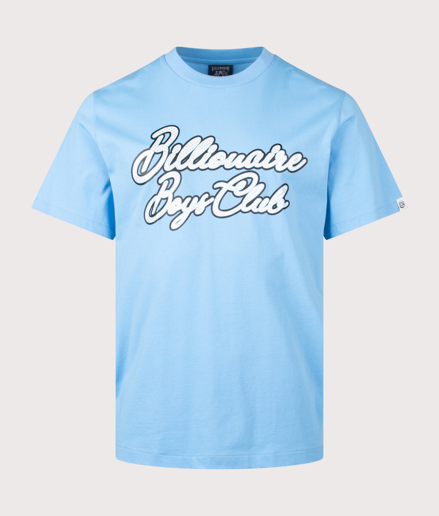 Billionaire Boys Club Diamond Script Logo T-Shirt in Blue at EQVVS Menswear. Front shot.