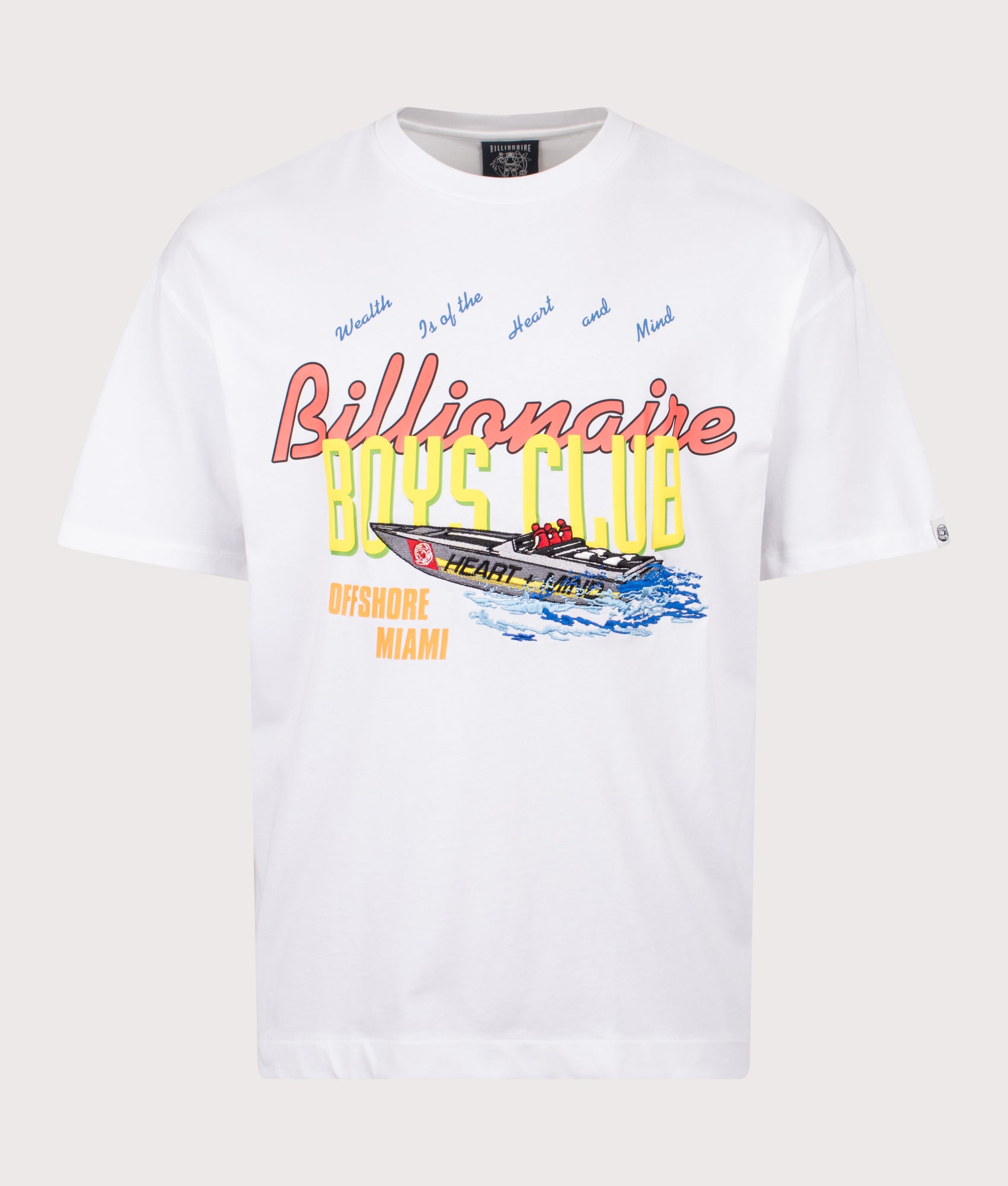 Billionaire Boys Club Oversized Horizon T-Shirt in White at EQVVS Menswear. Front shot.