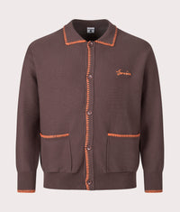 Blanket Stitch Cardigan: Brown 