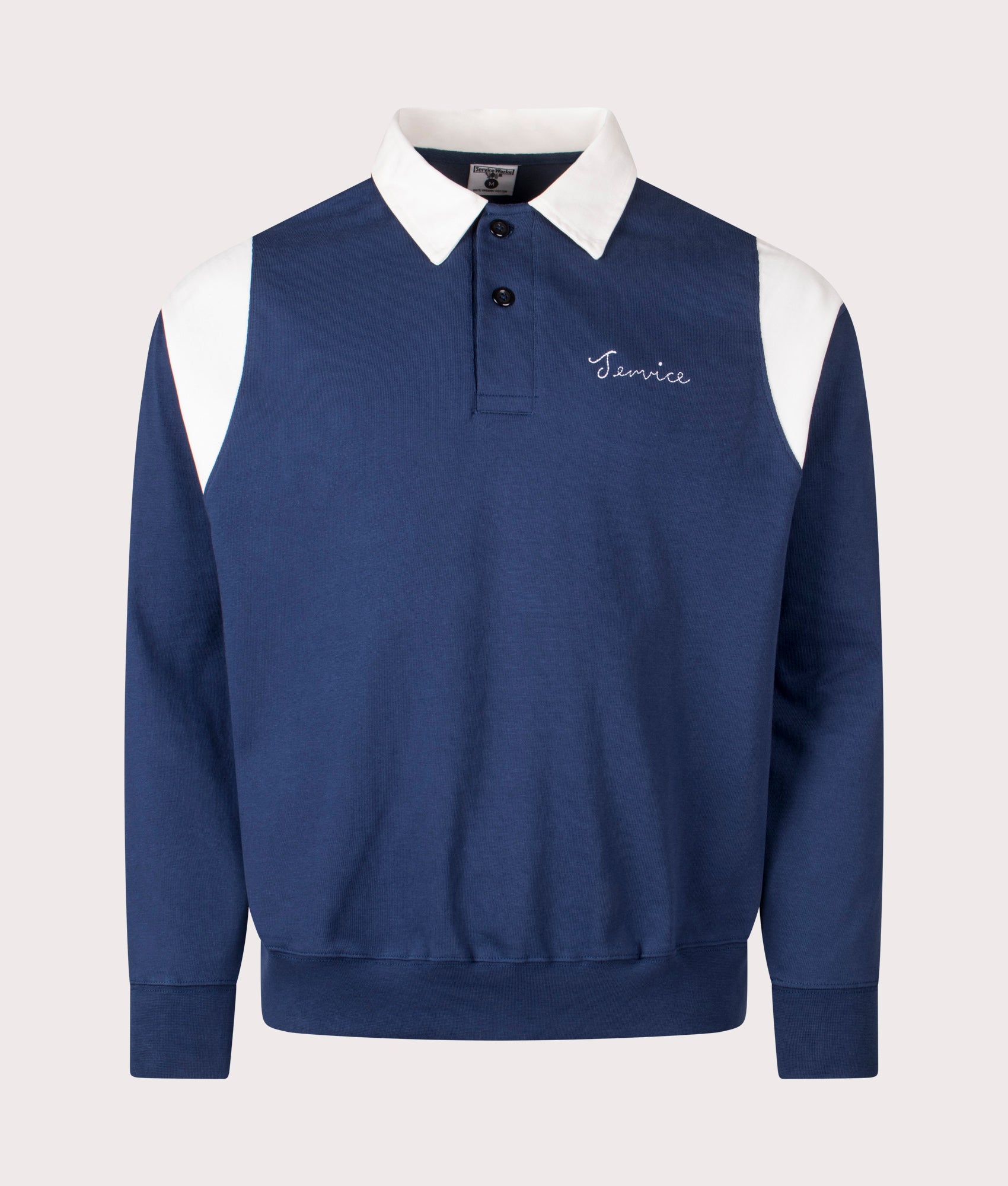 Bistro Polo Shirt by Service Works in Navy. Shot by EQVVS. Front shot.
