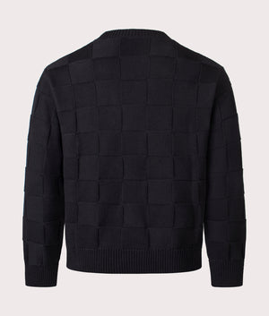 Check Knit Jumper by Service Works in Black. Shot by EQVVS. Back shot.