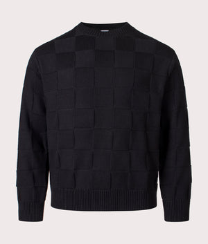 Check Knit Jumper by Service Works in Black. Shot by EQVVS. Front shot.