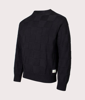 Check Knit Jumper by Service Works in Black. Shot by EQVVS. Front detail shot.