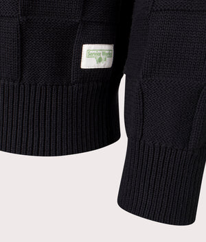 Check Knit Jumper by Service Works in Black. Shot by EQVVS. Detail shot.