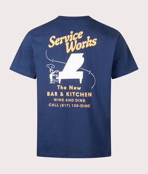Bar & Kitchen T-Shirt by Service Works in Navy. Shot by EQVVS. Back shot.