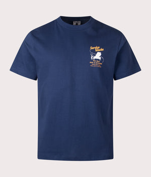 Bar & Kitchen T-Shirt by Service Works in Navy. Shot by EQVVS. Front shot.