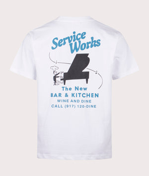 Bar & Kitchen T-Shirt by Service Works in White. Shot by EQVVS. Back shot.