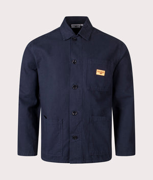 Canvas Chore Shirt by Service Works in Dark Navy. Shot by EQVVS. Front shot.