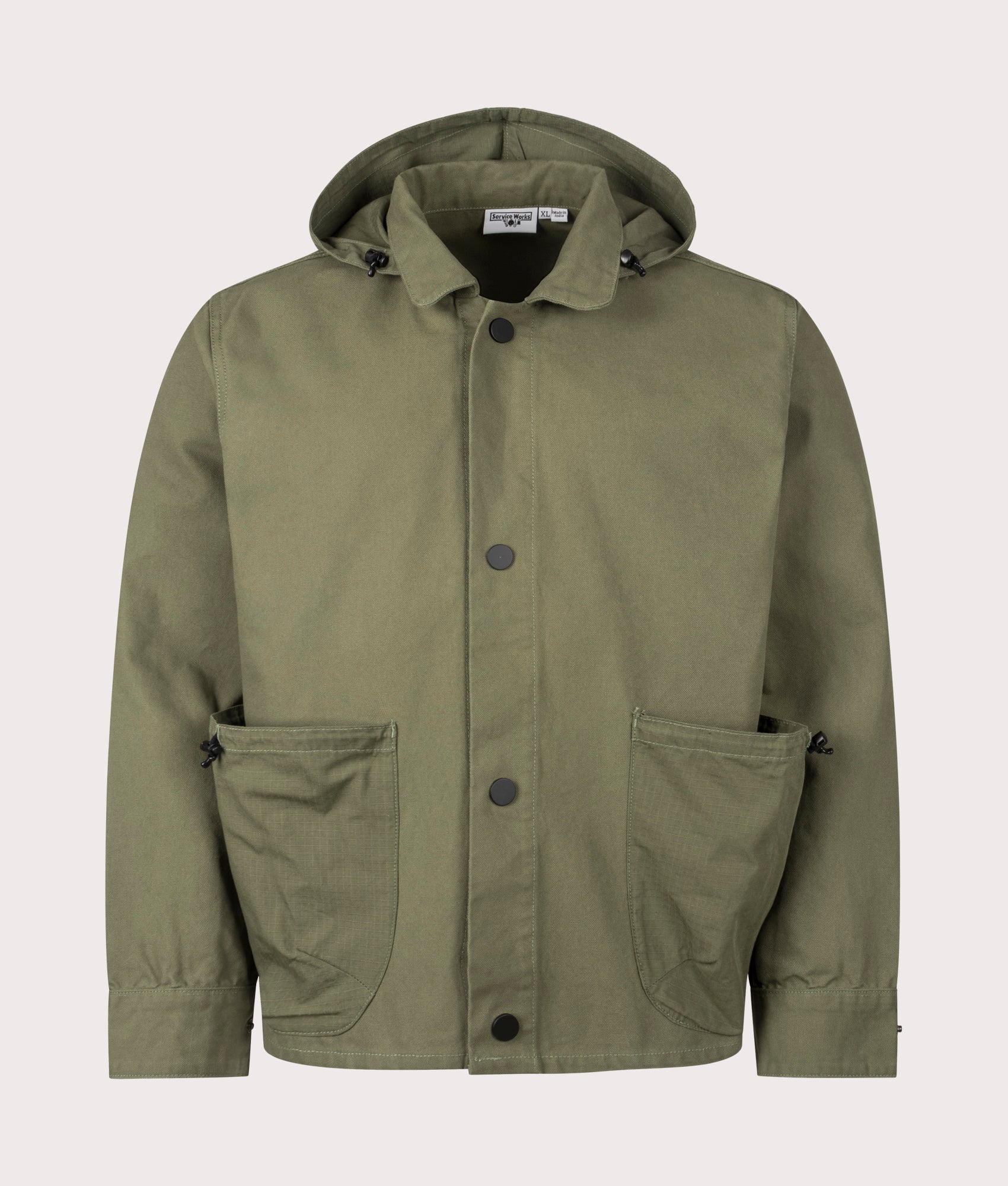 Gardener Jacket by Service Works in Forest. Shot by EQVVS. Front shot.