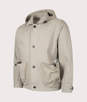 Gardener Jacket by Service Works in Pebble. Shot by EQVVS. Front angle shot.