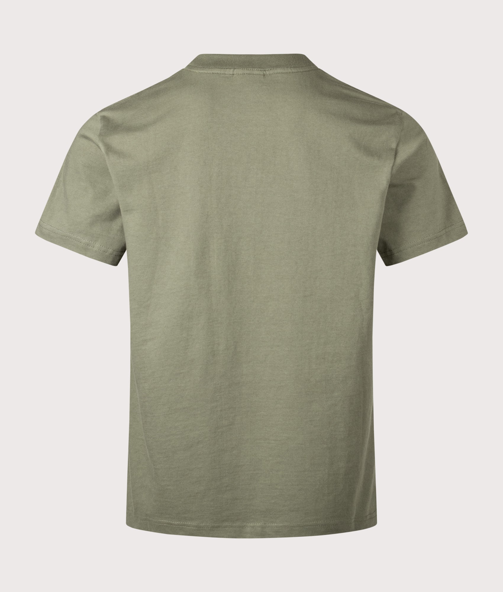 Services Works Home Comforts T-Shirt in Olive at EQVVS Menswear. Back shot.