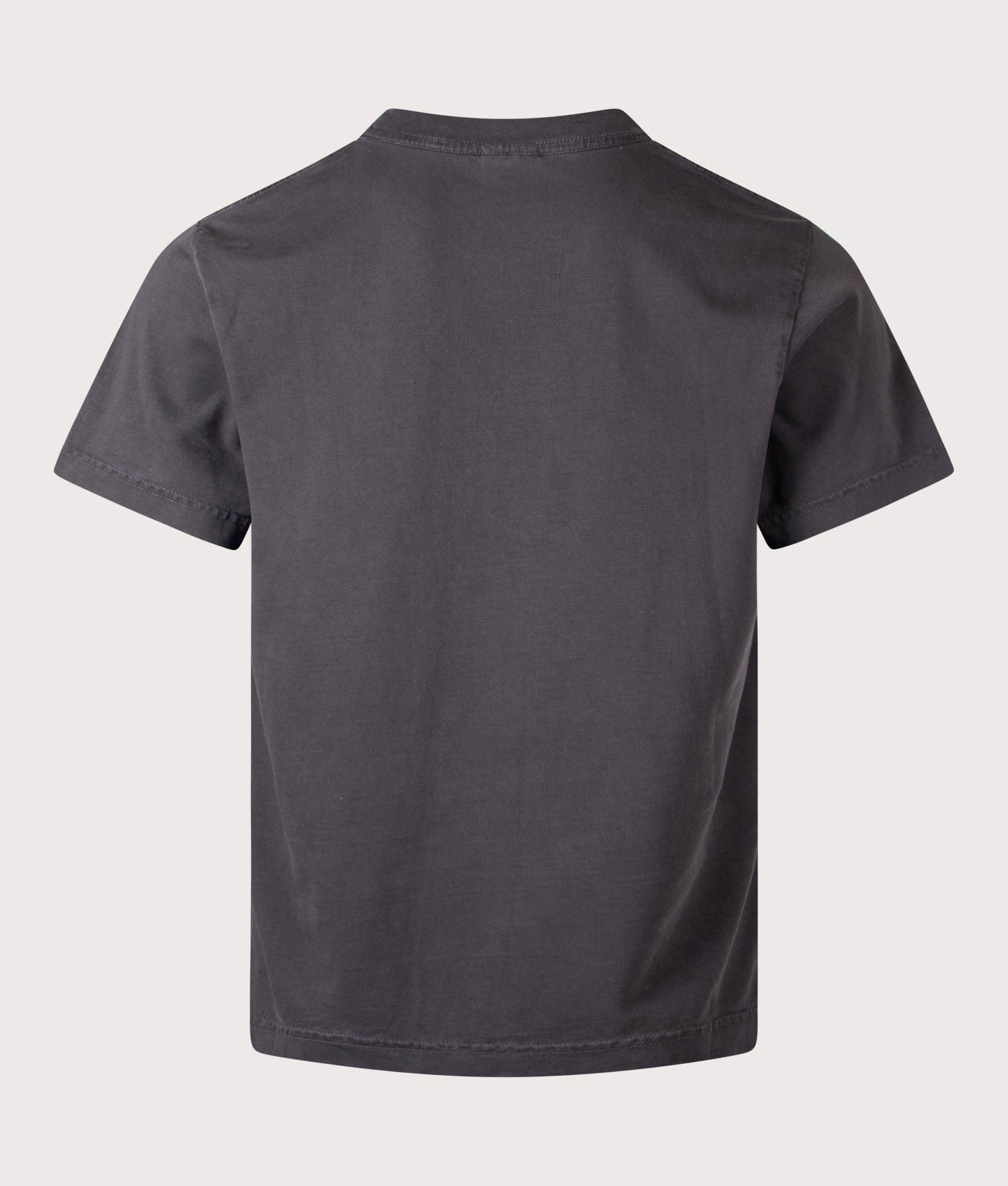 Services Works Pigment Dyed Trademark T-Shirt in Black at EQVVS Menswear. Back shot.