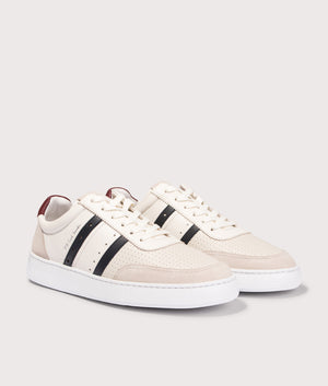 PS Paul Smith Leather Birch Trainers in Off White at EQVVS Menswear. Angled front shot.