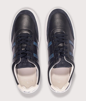 PS Paul Smith Leather Birch Trainers in Navy at EQVVS Menswear. Above shot.