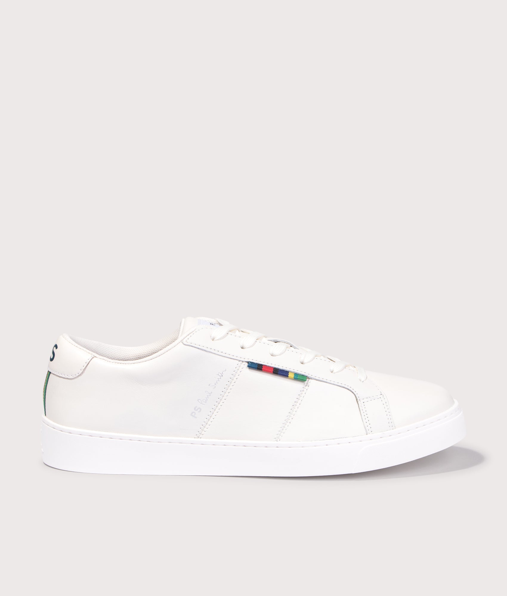 Leather ‘Beech’ Trainers in White | PS Paul Smith | EQVVS | Side shot 
