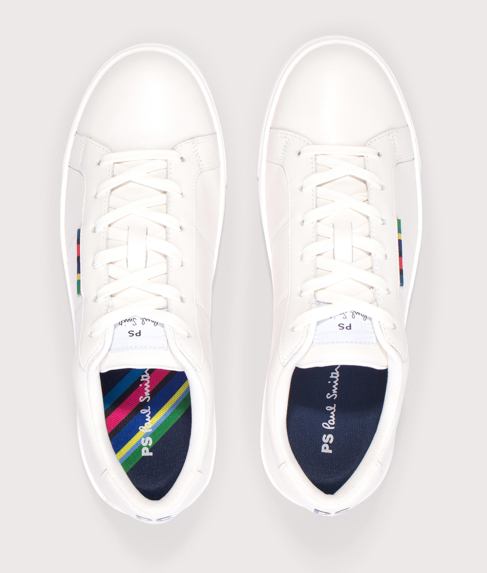 Leather ‘Beech’ Trainers in White | PS Paul Smith | EQVVS | Top shot 