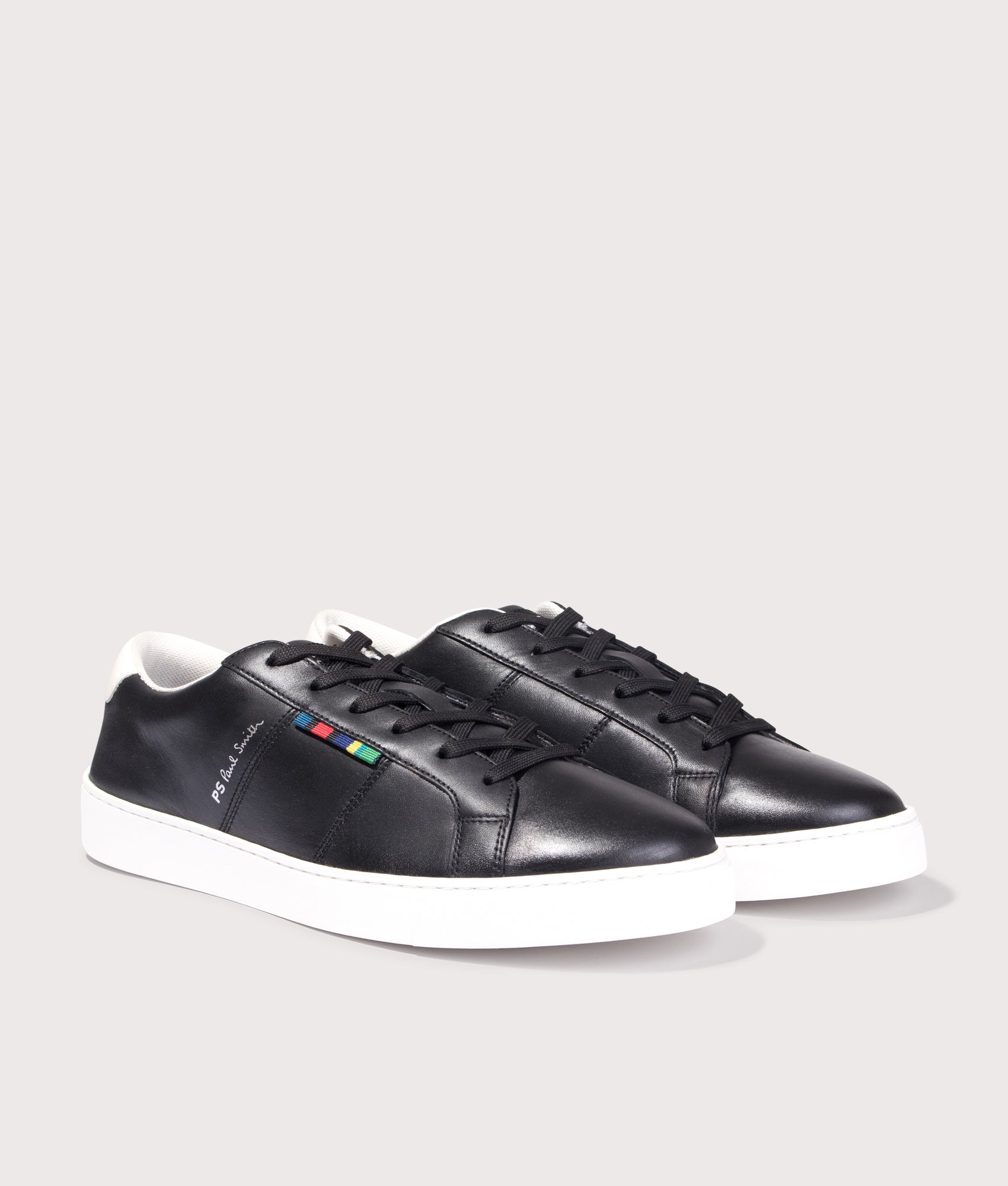 Leather ‘Beech’ Trainers in Black | PS Paul Smith | EQVVS | Front angle shot 