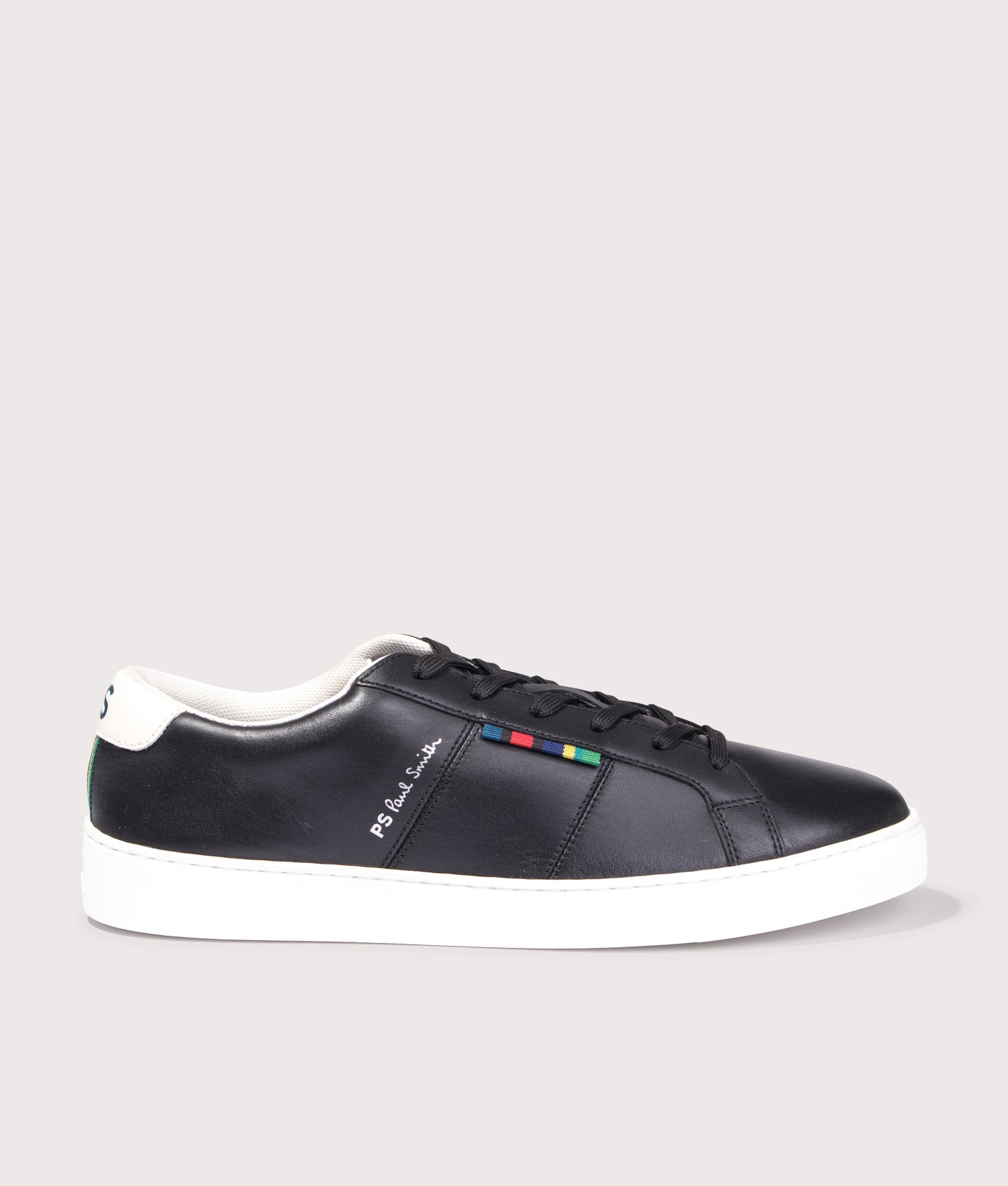 Leather ‘Beech’ Trainers in Black | PS Paul Smith | EQVVS | Side shot 