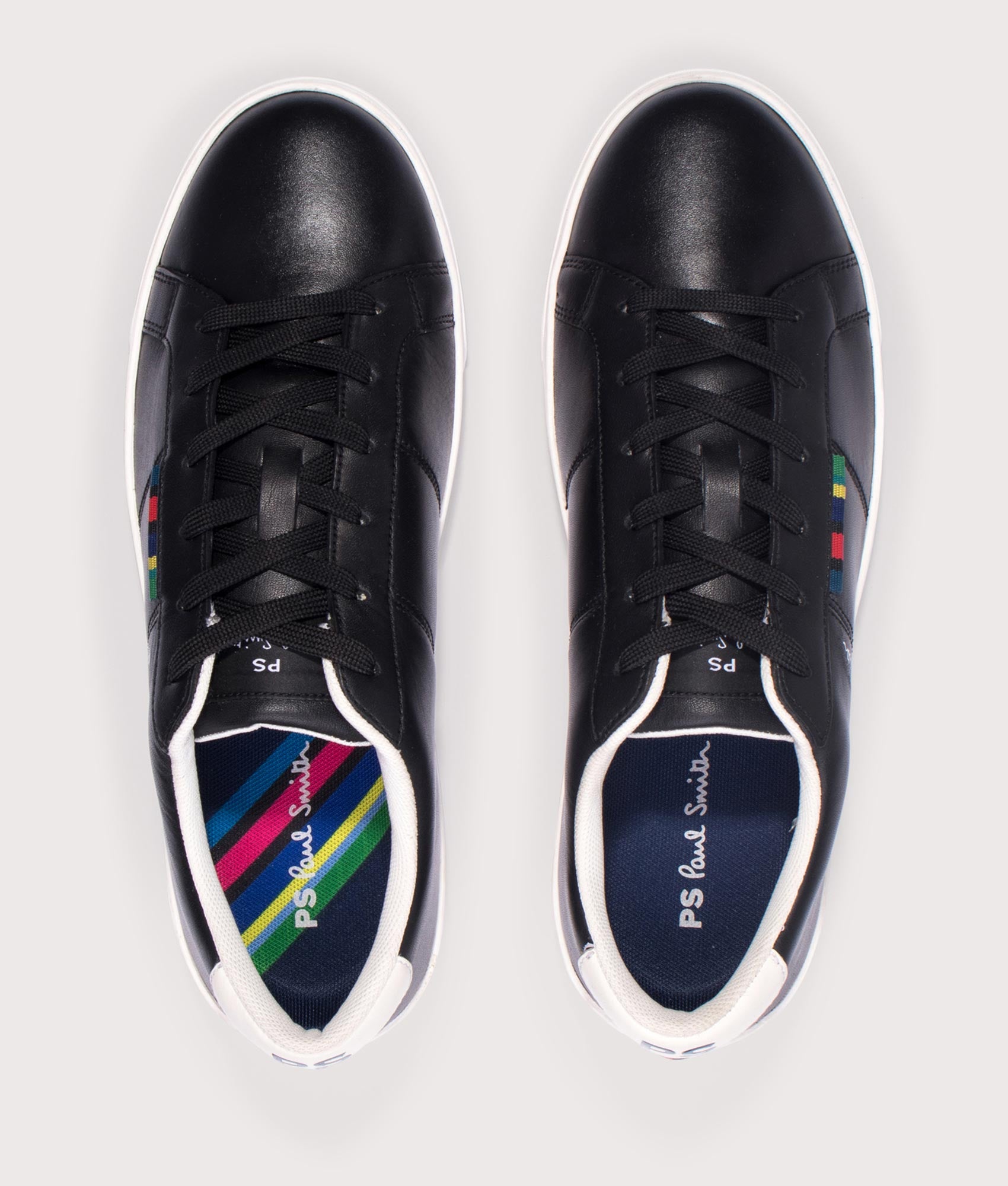 Leather ‘Beech’ Trainers in Black | PS Paul Smith | EQVVS | Top shot 