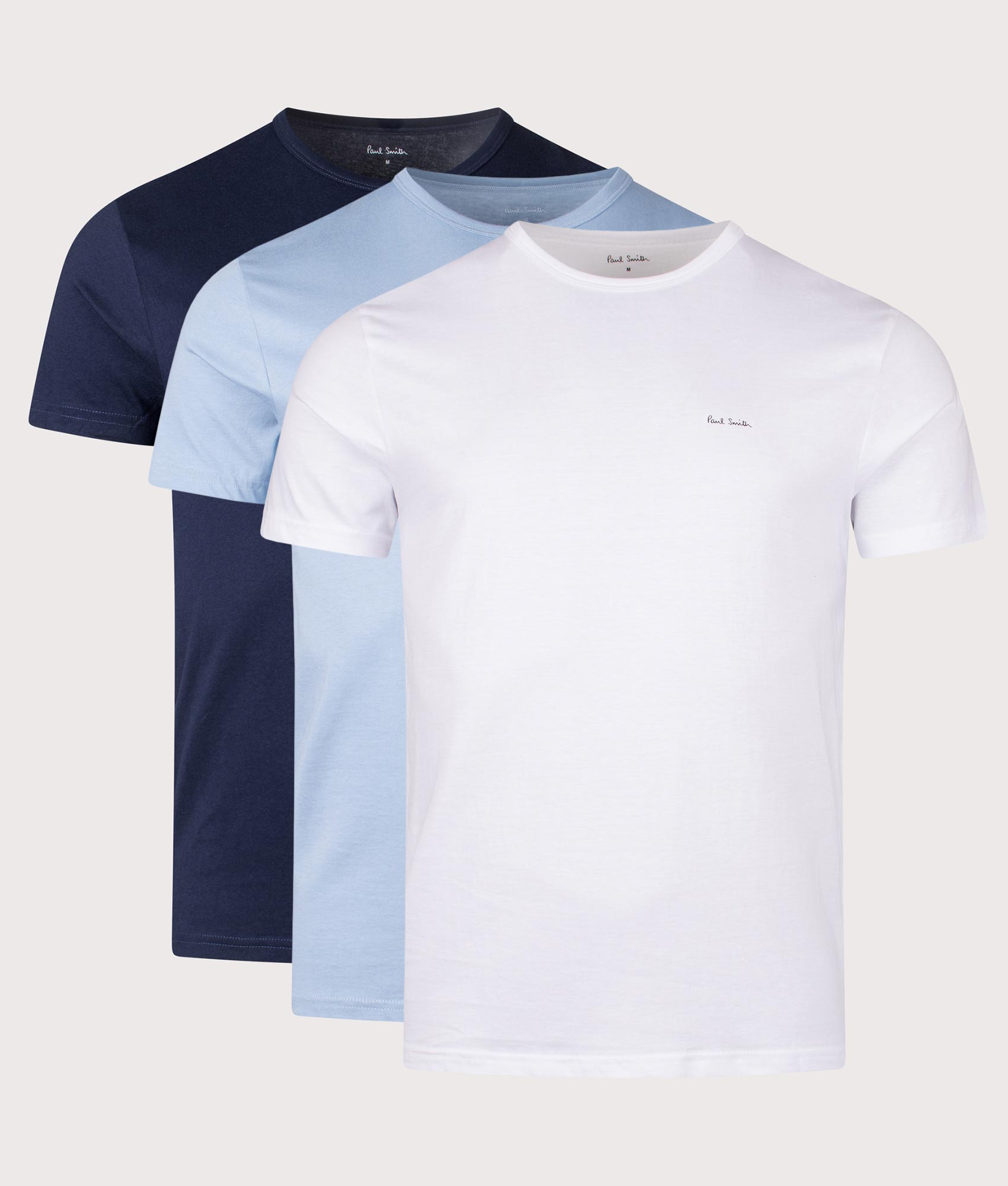 Three Pack Crew Neck T-Shirts in Multicolour | 100% Organic Cotton | PS Paul Smith | EQVVS | Front shot