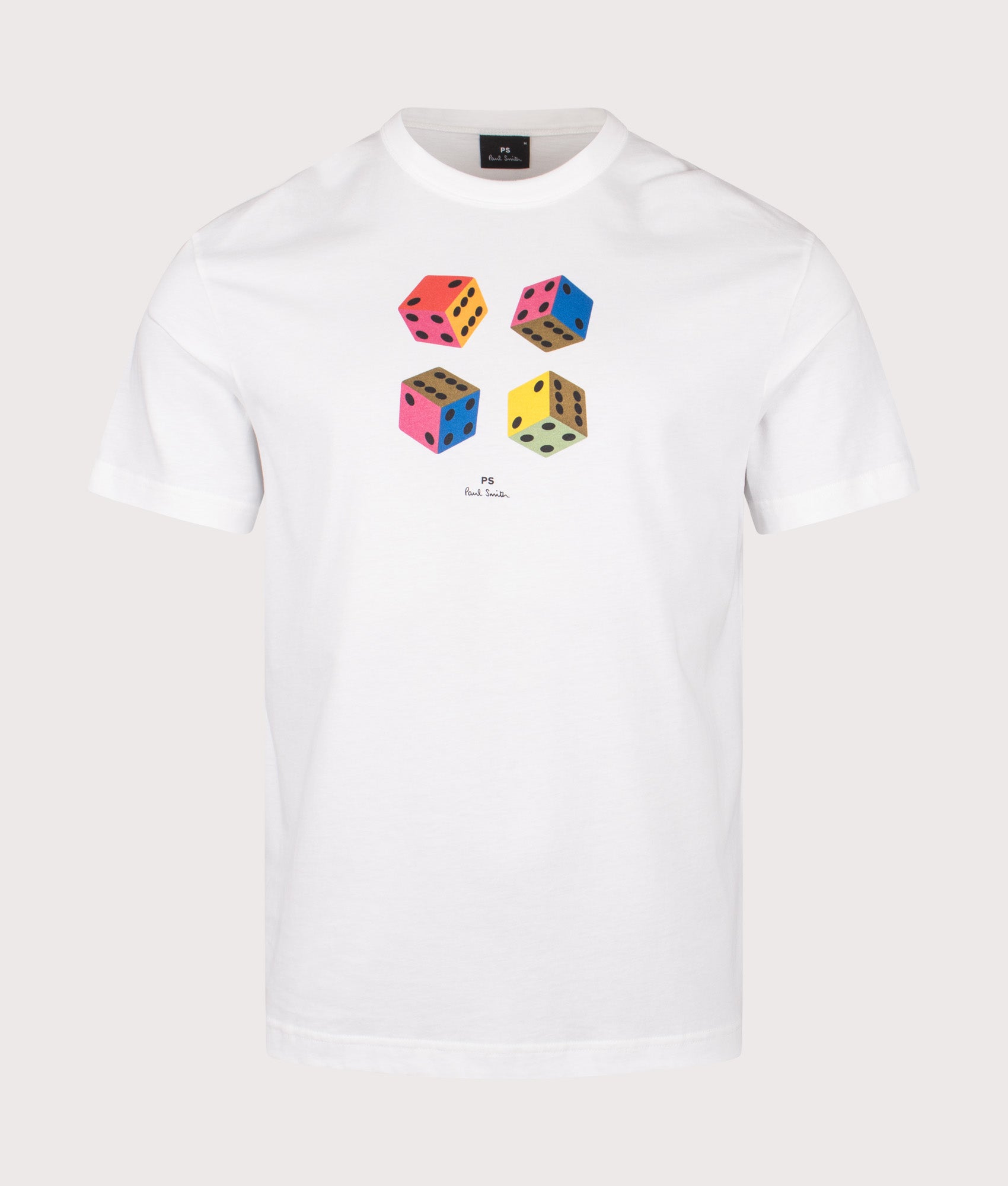 Relaxed Fit Dice T-Shirt in White | 100% Organic Cotton | PS Paul Smith | EQVVS | Front shot 