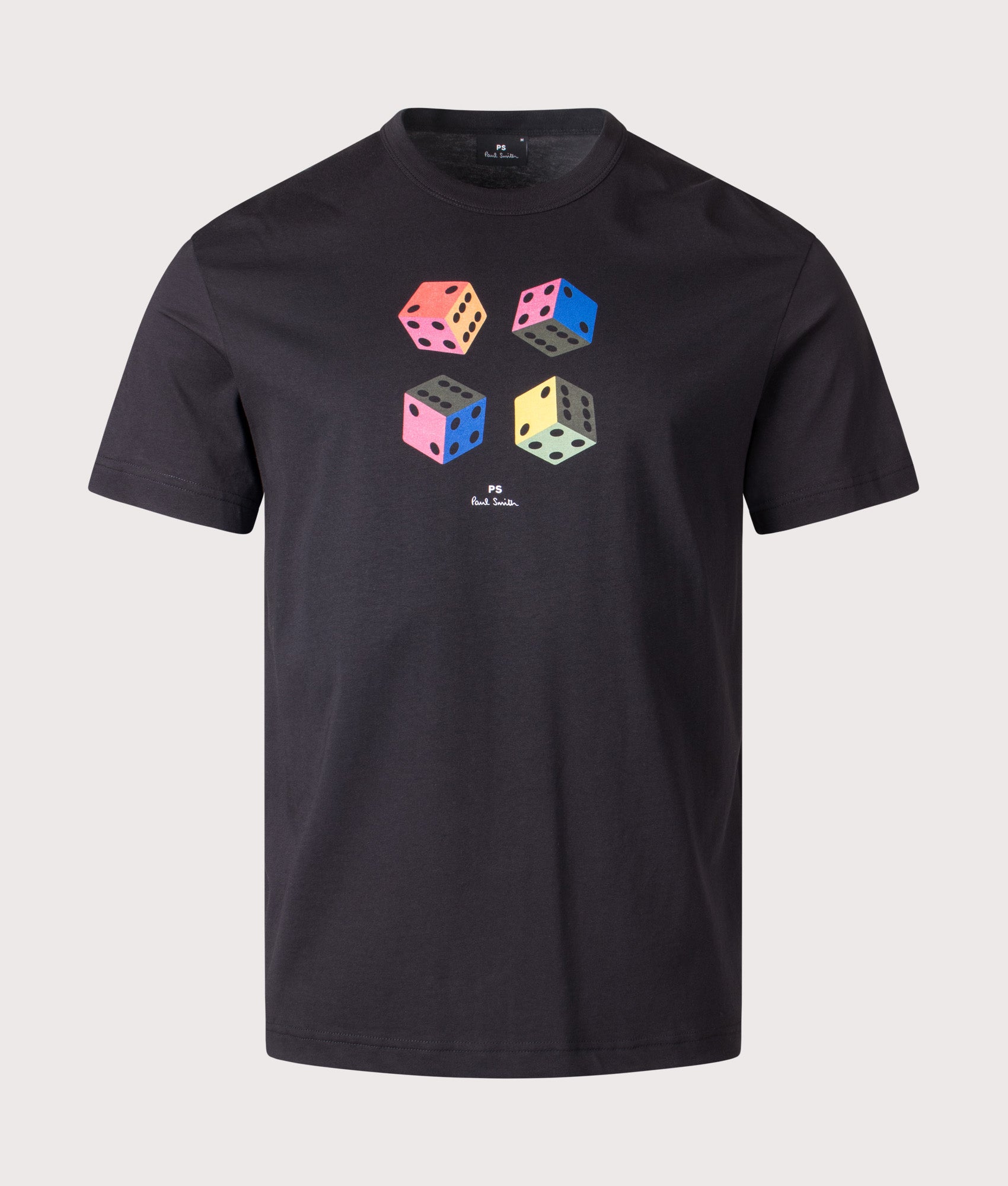 Relaxed Fit Dice T-Shirt in Black | 100% Organic Cotton | PS Paul Smith | EQVVS | Front shot 
