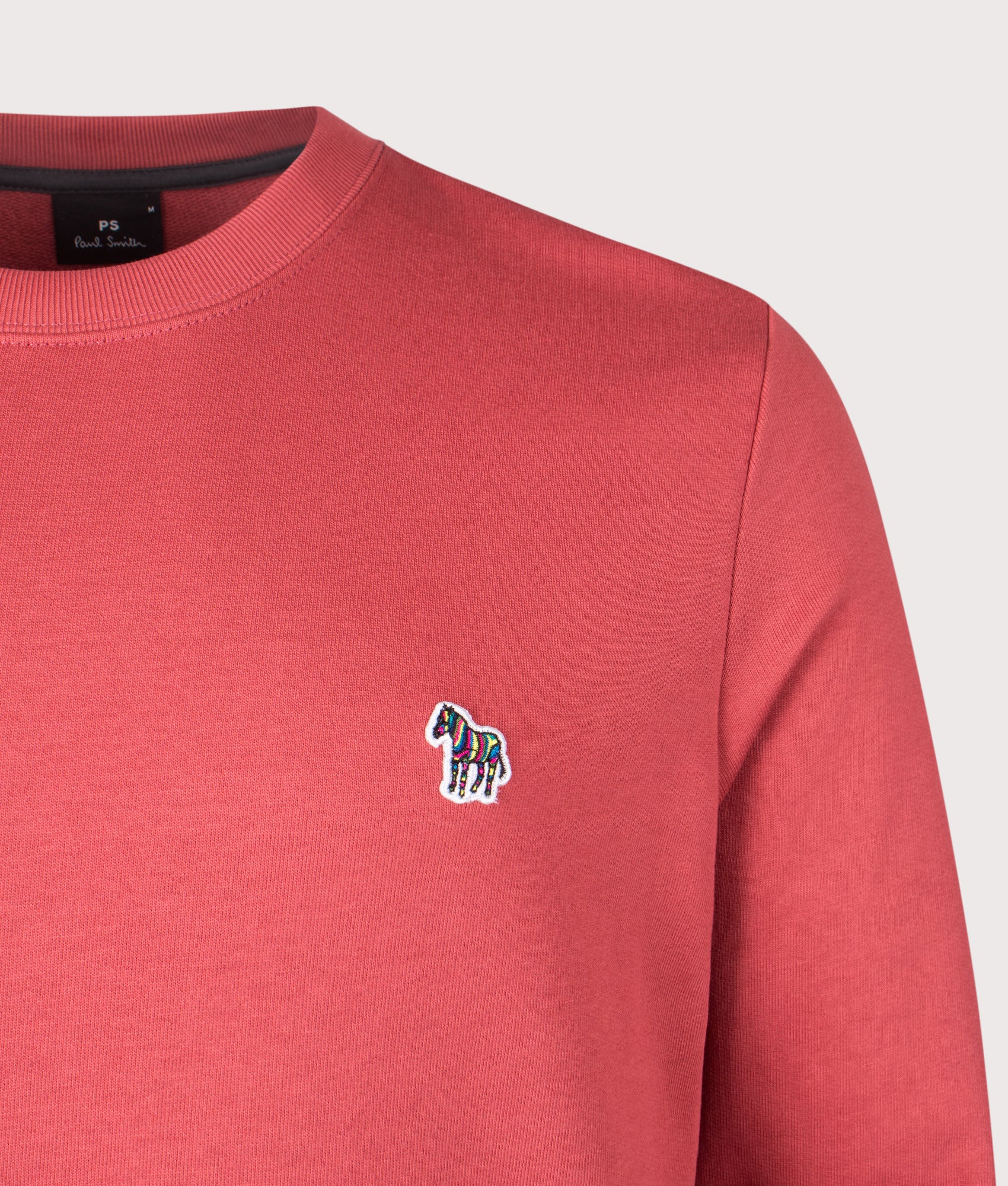 Zebra Logo Sweatshirt in Pink | 100% Organic Cotton | PS Paul Smith | EQVVS | Front detail shot 