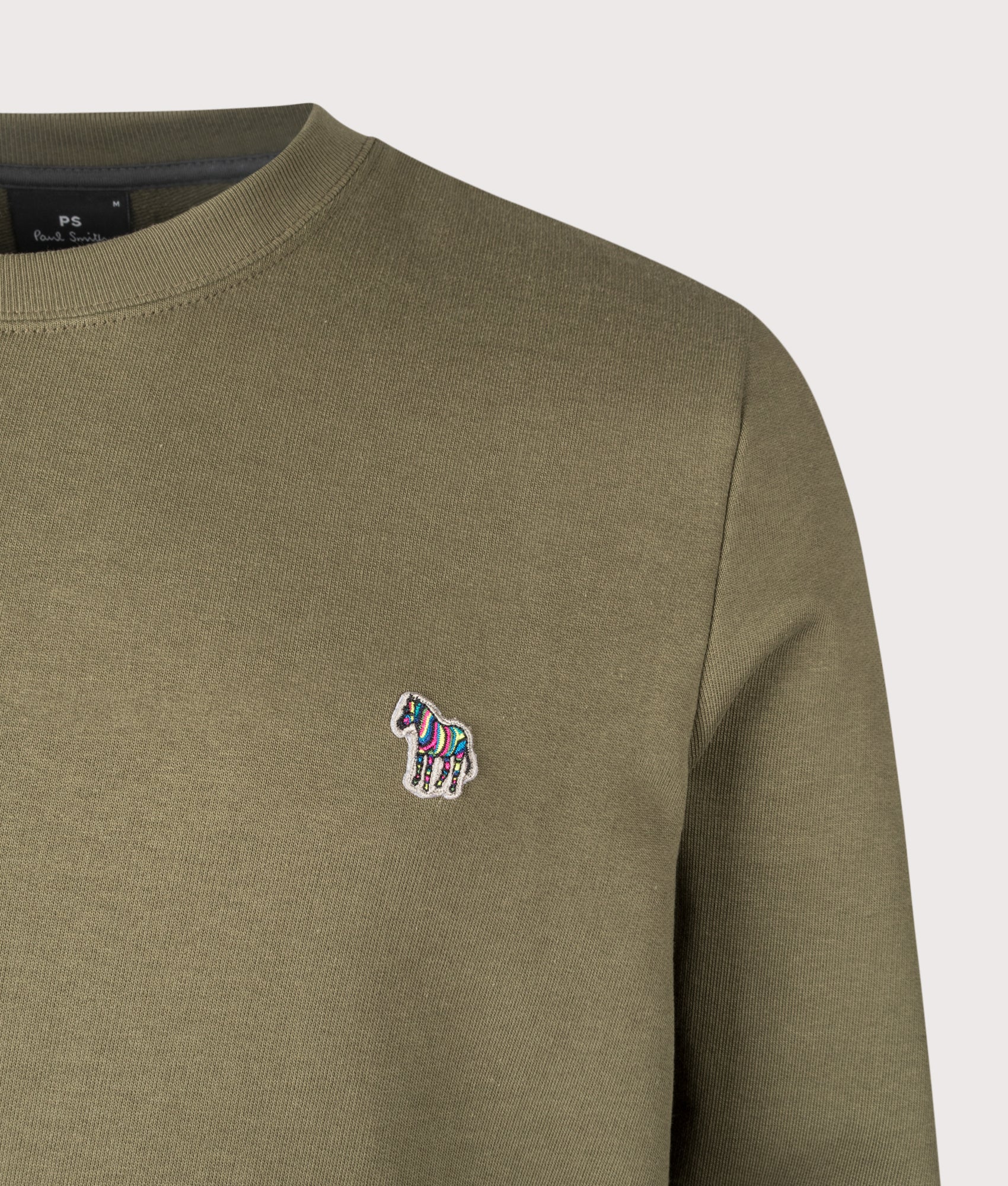 Zebra Logo Sweatshirt in Green | 100% Organic Cotton | PS Paul Smith | EQVVS | Front detail shot 