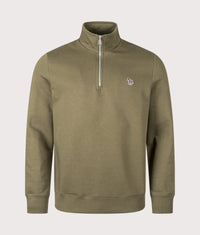 Quater Zip Zebra Sweatshirt: 36E Green 