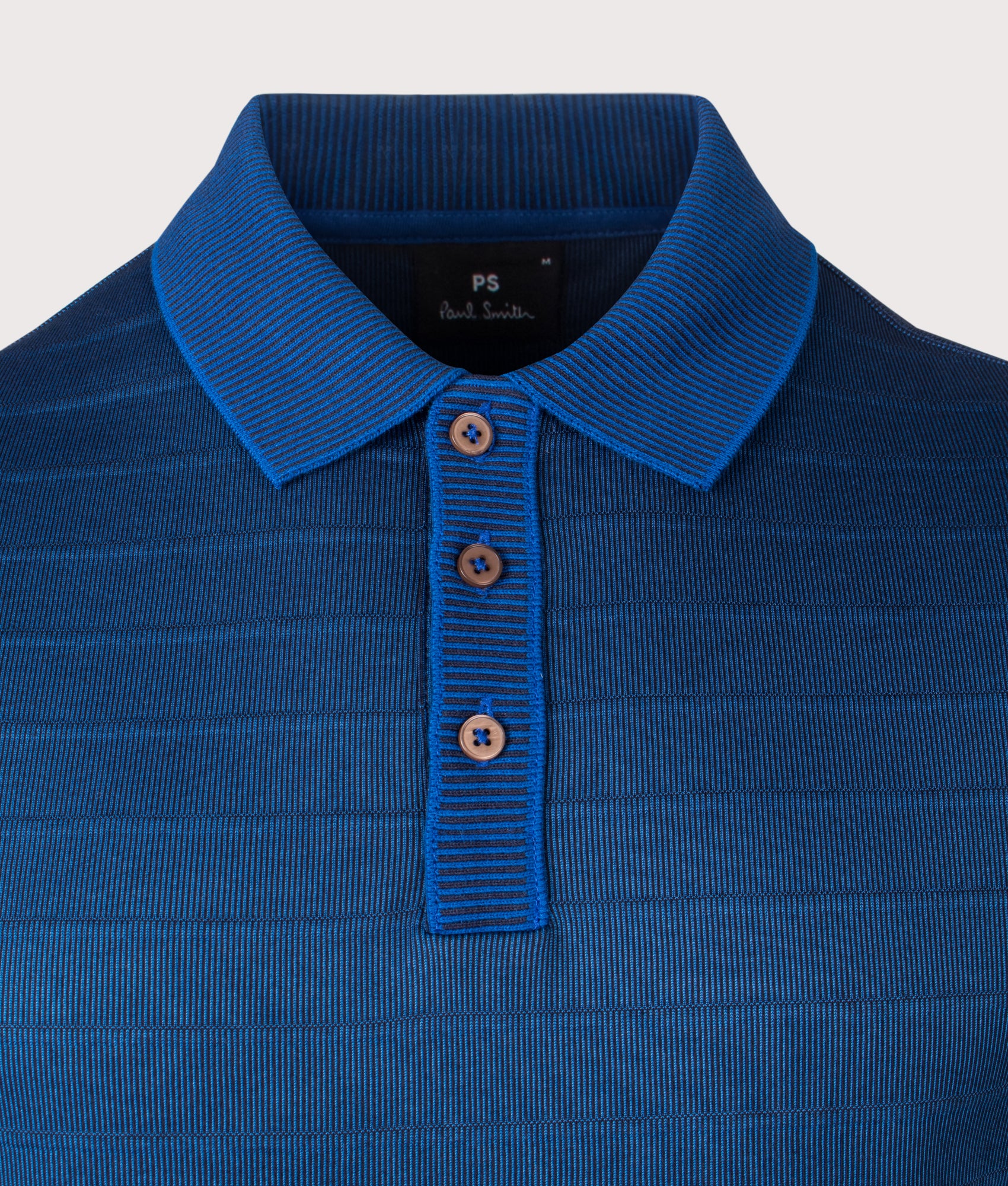 Textured Jacquard Polo Shirt in Blue | PS Paul Smith | EQVVS | Front collar shot 