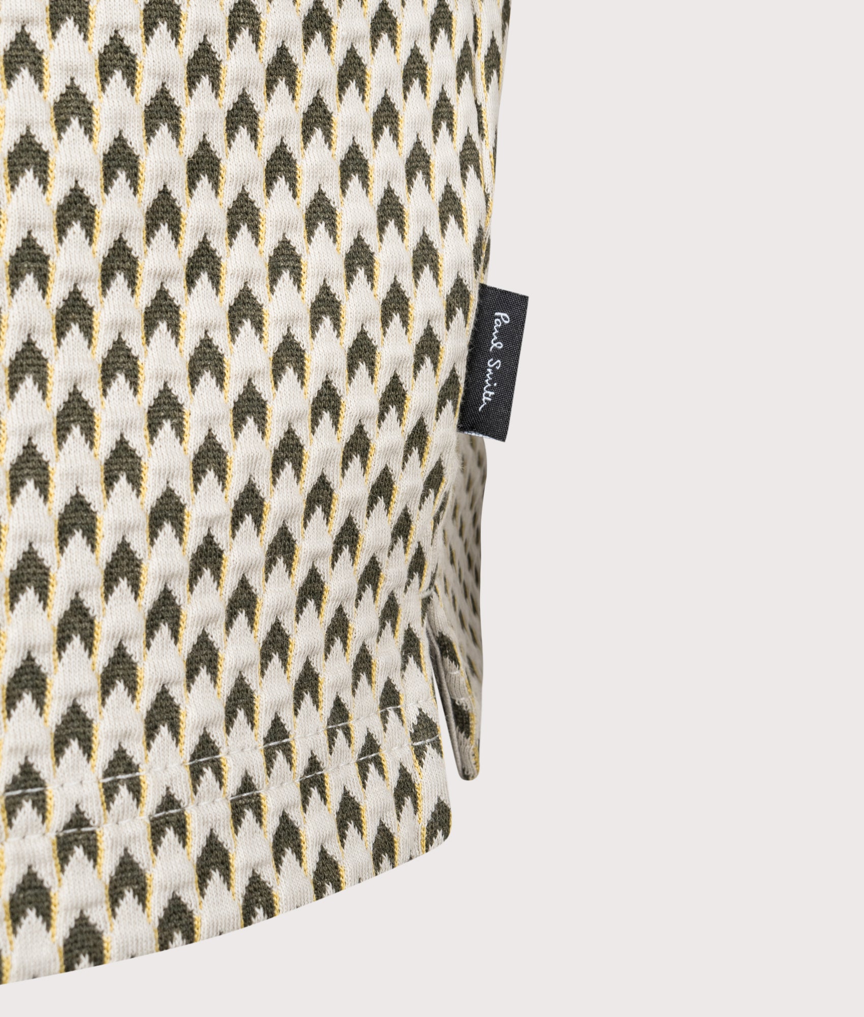 PS Paul Smith Button Through Polo Shirt  in Ecru and Khaki at EQVVS Menswear. Detail shot.