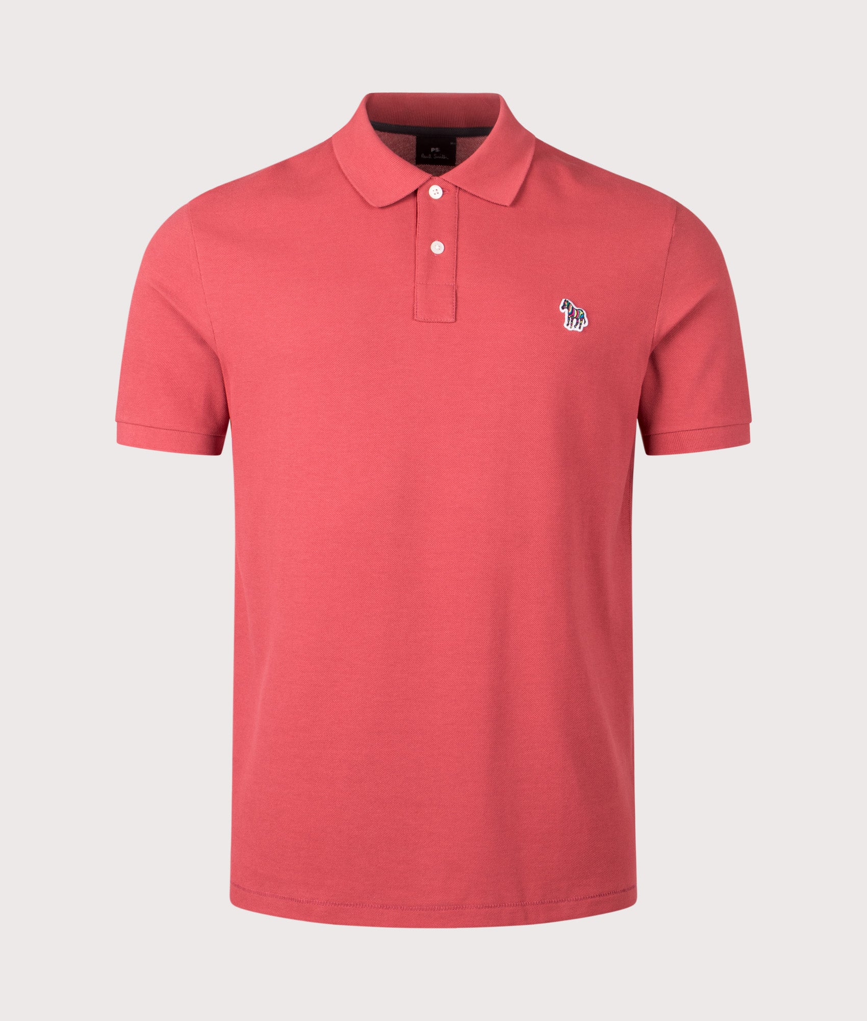 Zebra Piqué Polo Shirt in Pink | 100% Organic Cotton | PS Paul Smith | EQVVS | Front shot 