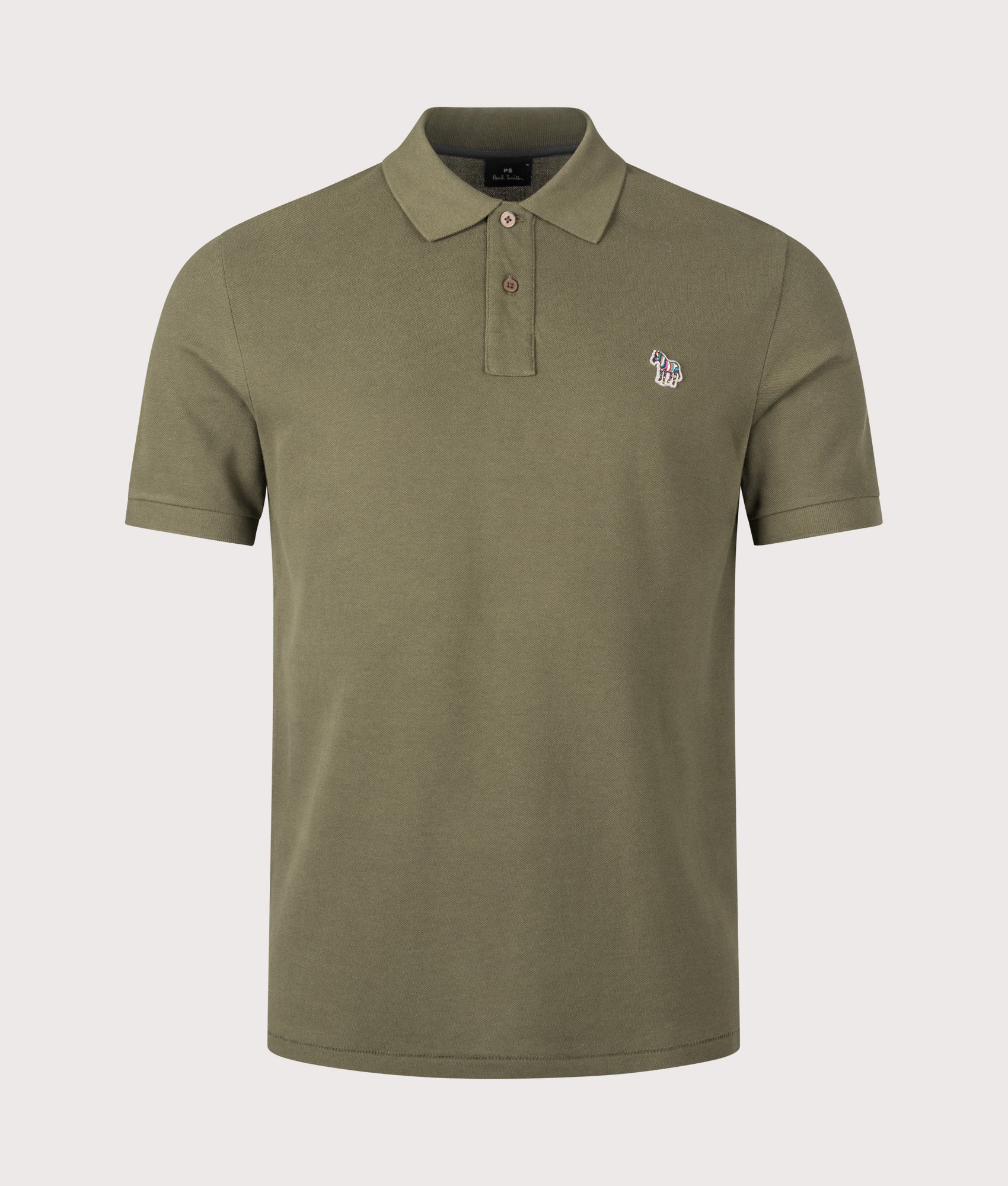 Zebra Piqué Polo Shirt in Green | 100% Organic Cotton | PS Paul Smith | EQVVS | Front shot 