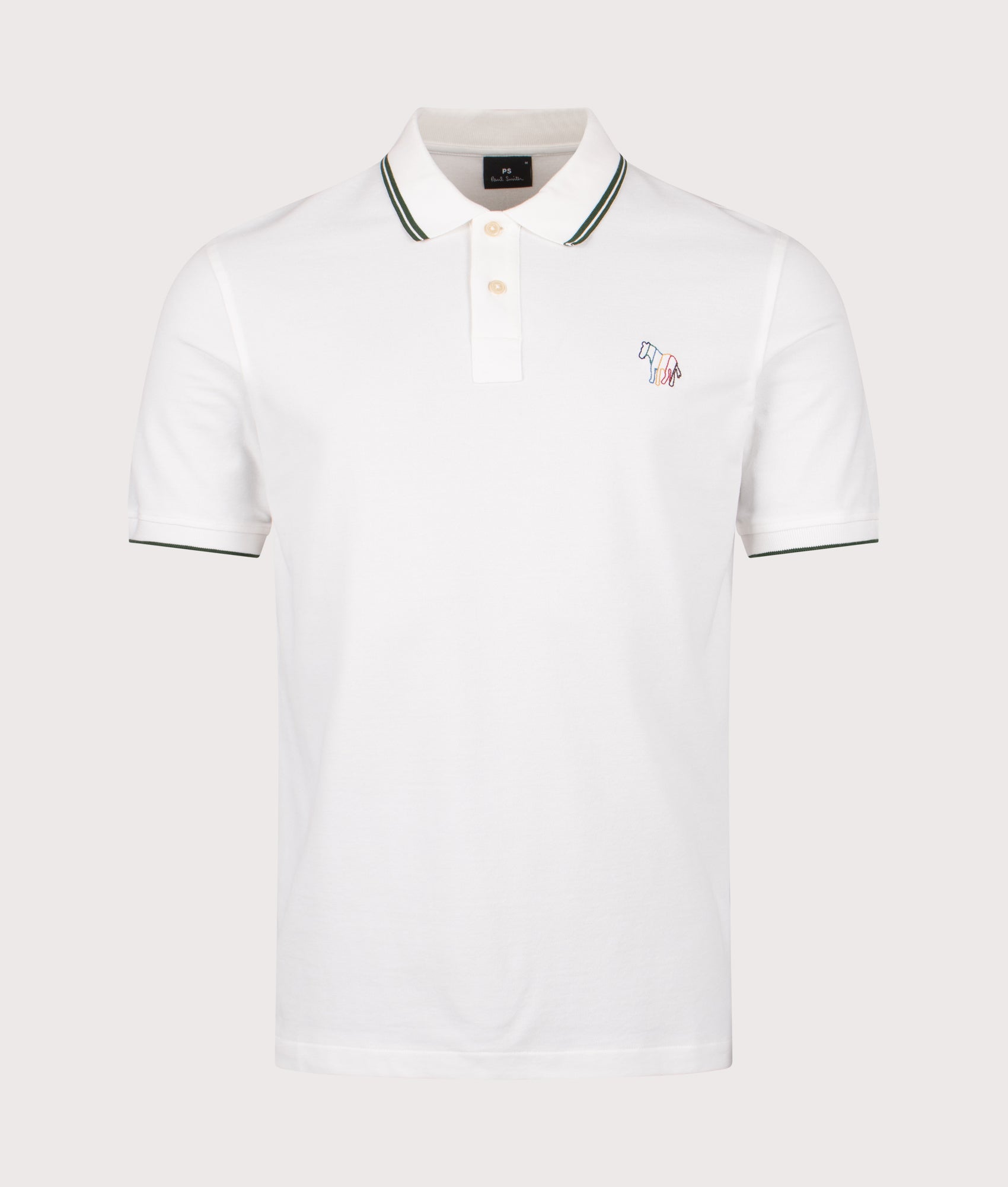 PS Paul Smith Polo Shirt in White at EQVVS Menswear. Front shot.