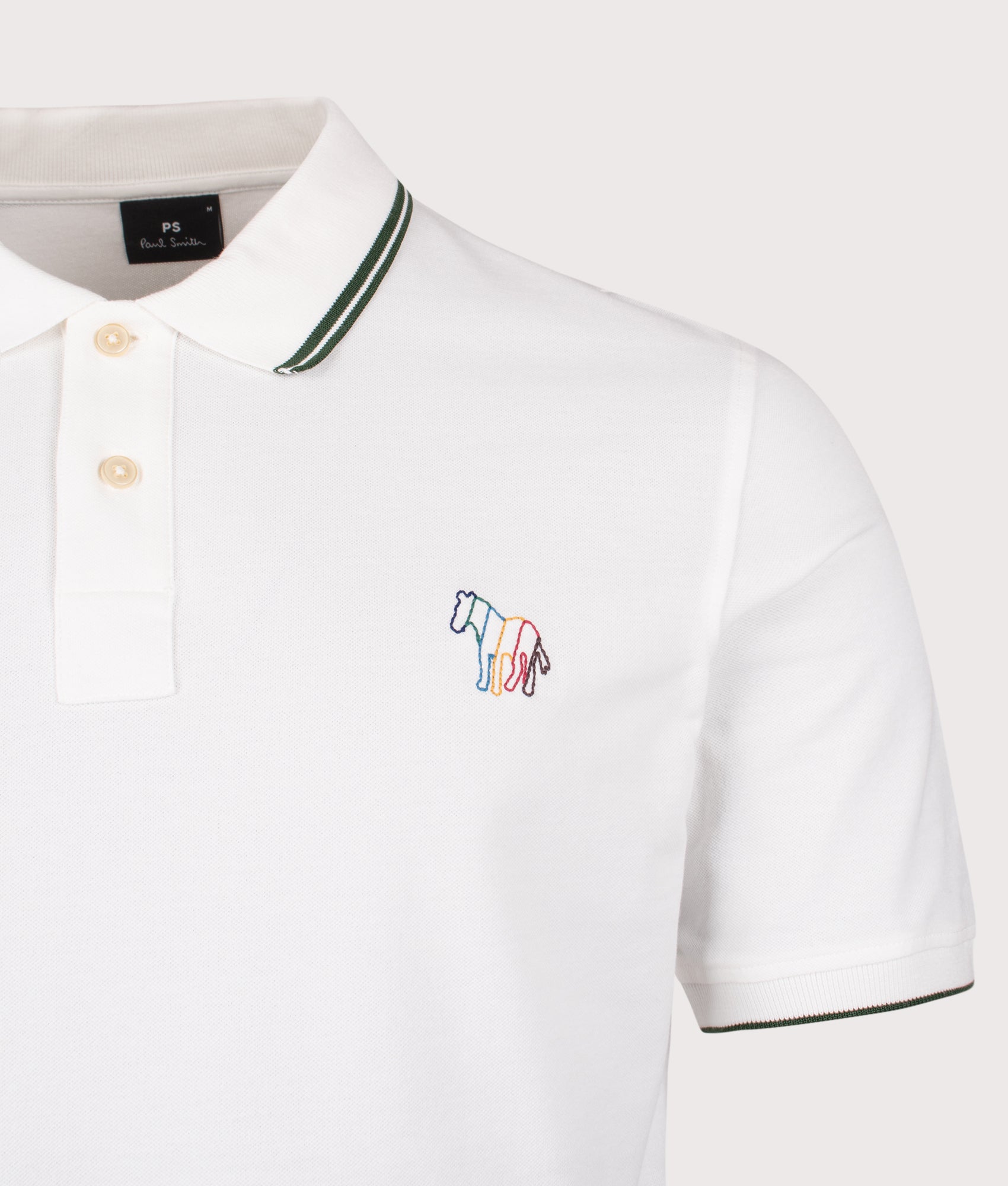 PS Paul Smith Polo Shirt in White at EQVVS Menswear. Detail shot.