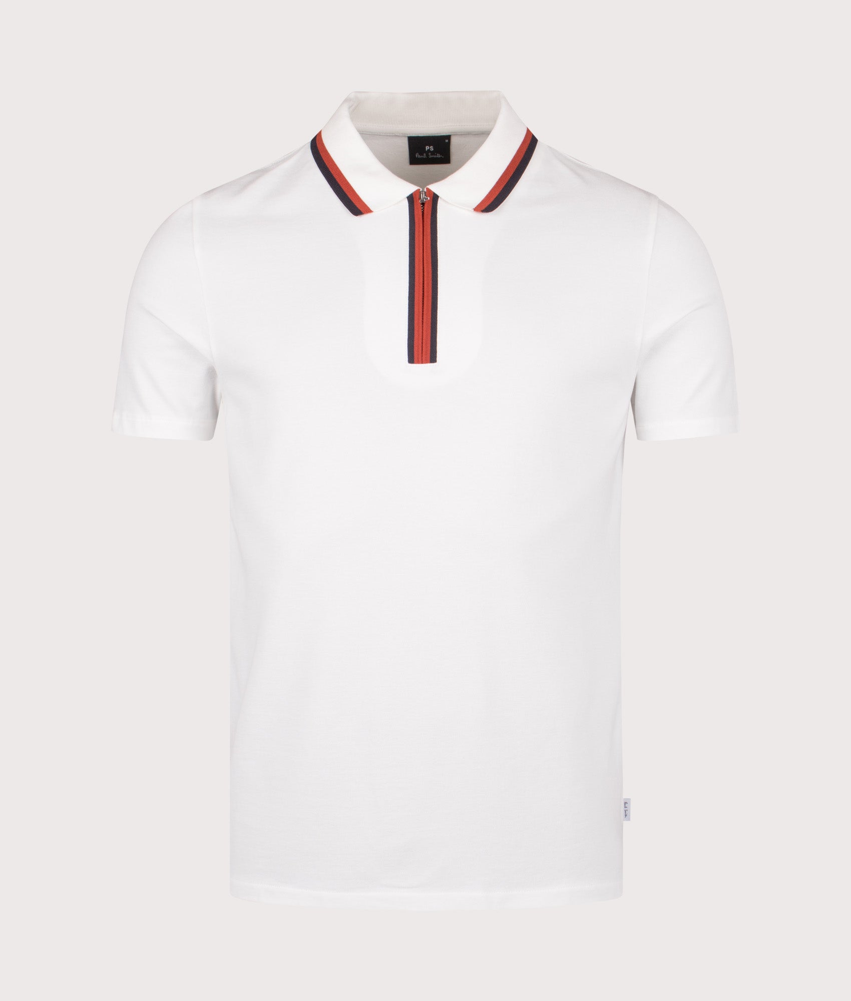 PS Paul Smith Quarter Zip Polo Shirt in White | 100% Organic Cotton | PS Paul Smith | EQVVS | Front shot 