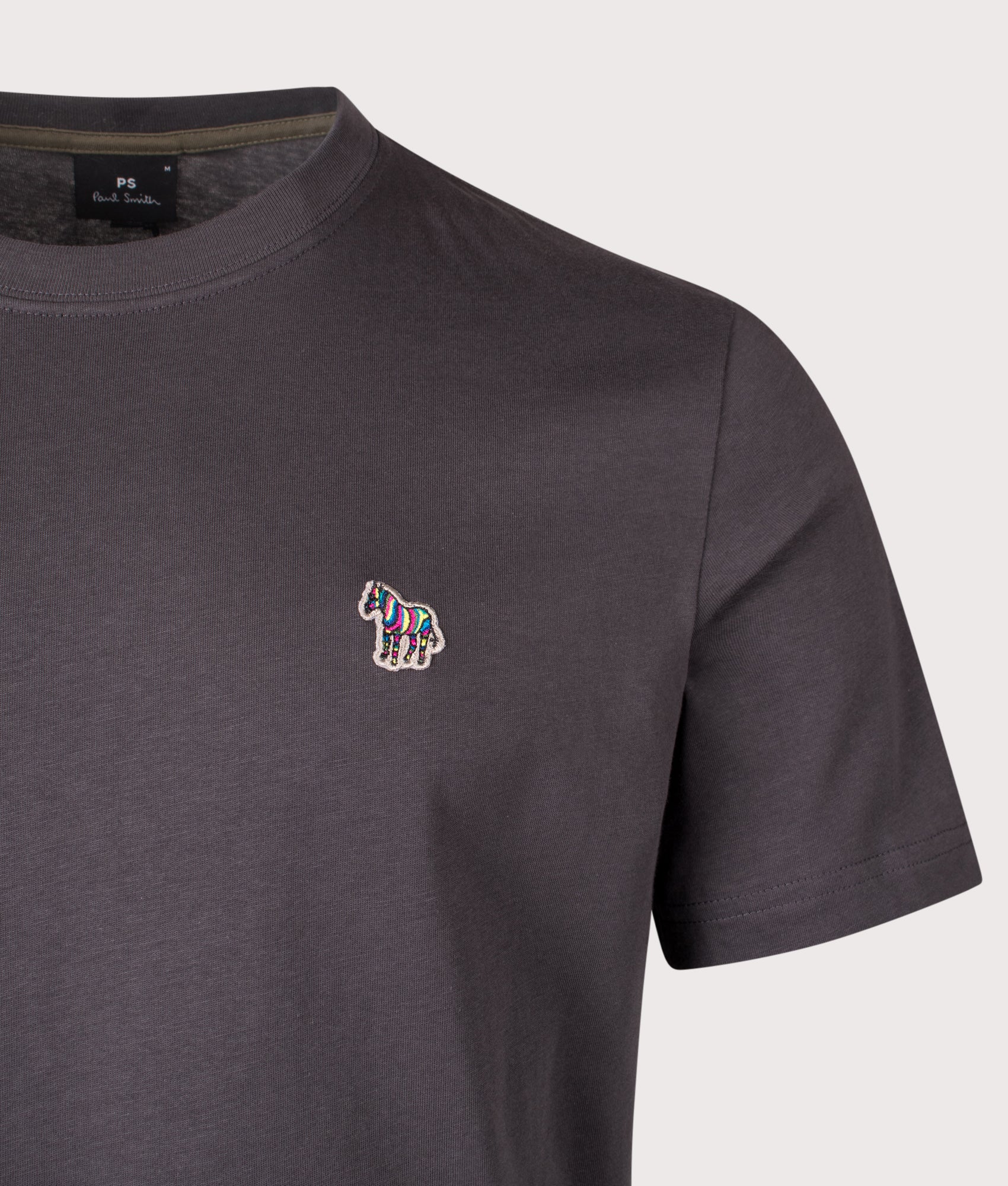 Zebra T-Shirt in Grey | 100% Organic Cotton | PS Paul Smith | EQVVS | Front detail shot 