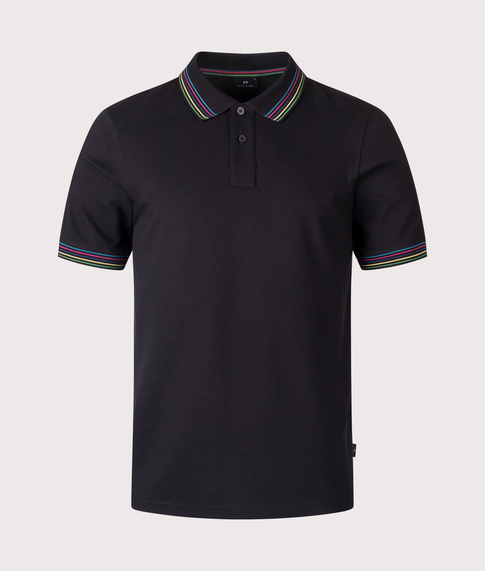 PS Paul Smith Polo Shirt in Black at EQVVS Menswear. Front shot.