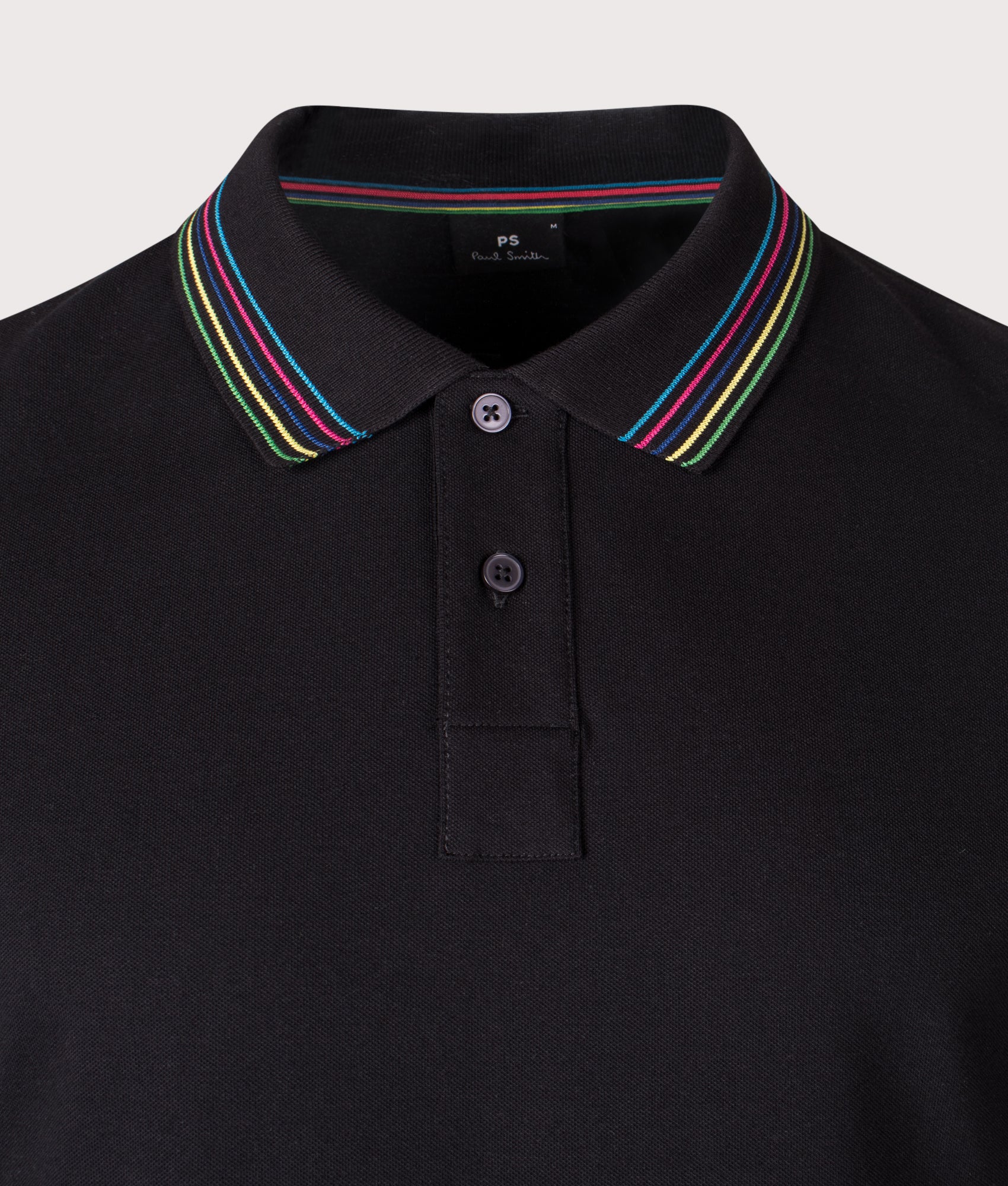 PS Paul Smith Polo Shirt in Black at EQVVS Menswear. Detail shot.