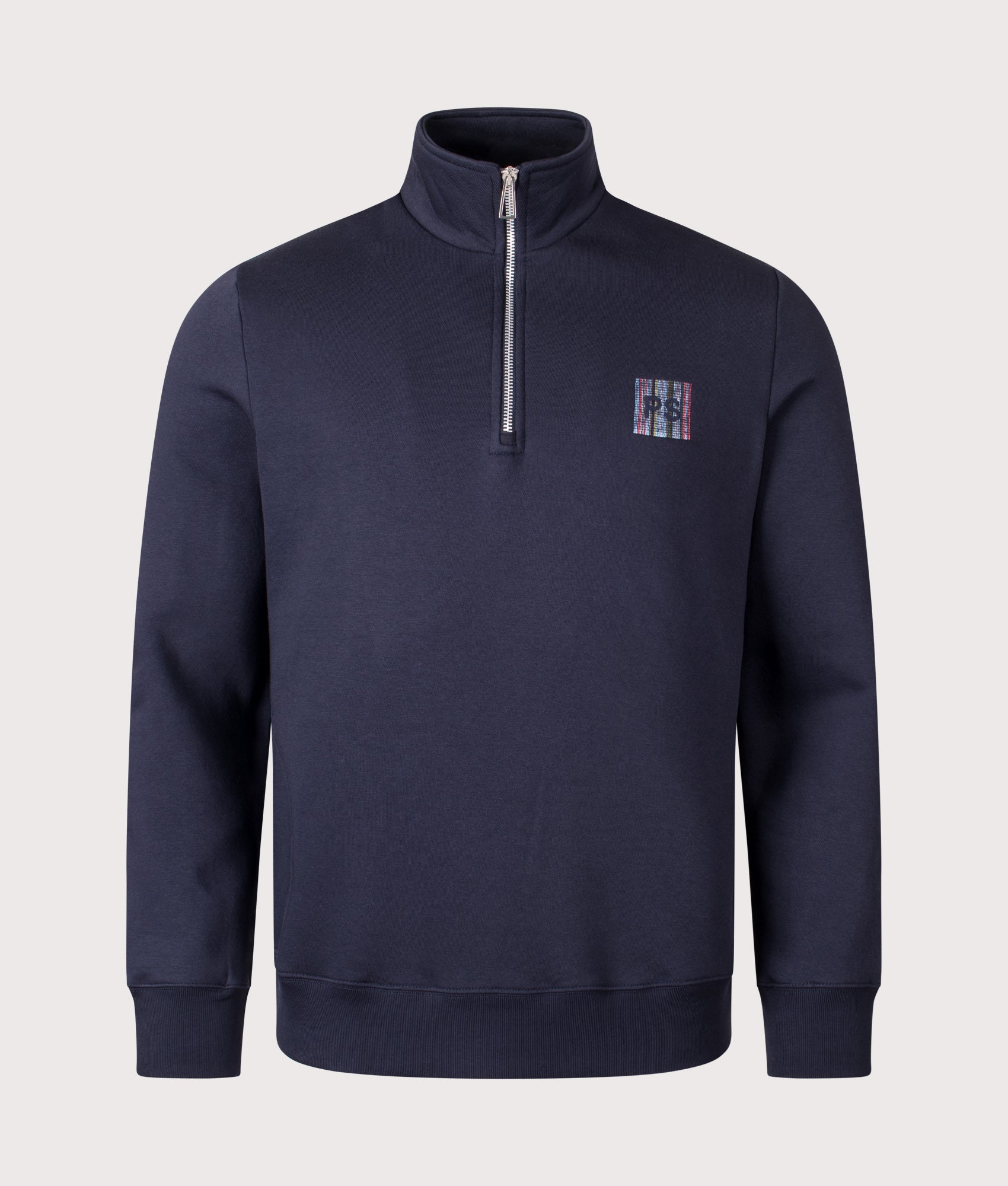 Stitch Stripe Quarter Zip Sweatshirt in Blue | PS Paul Smith | EQVVS | Front shot 