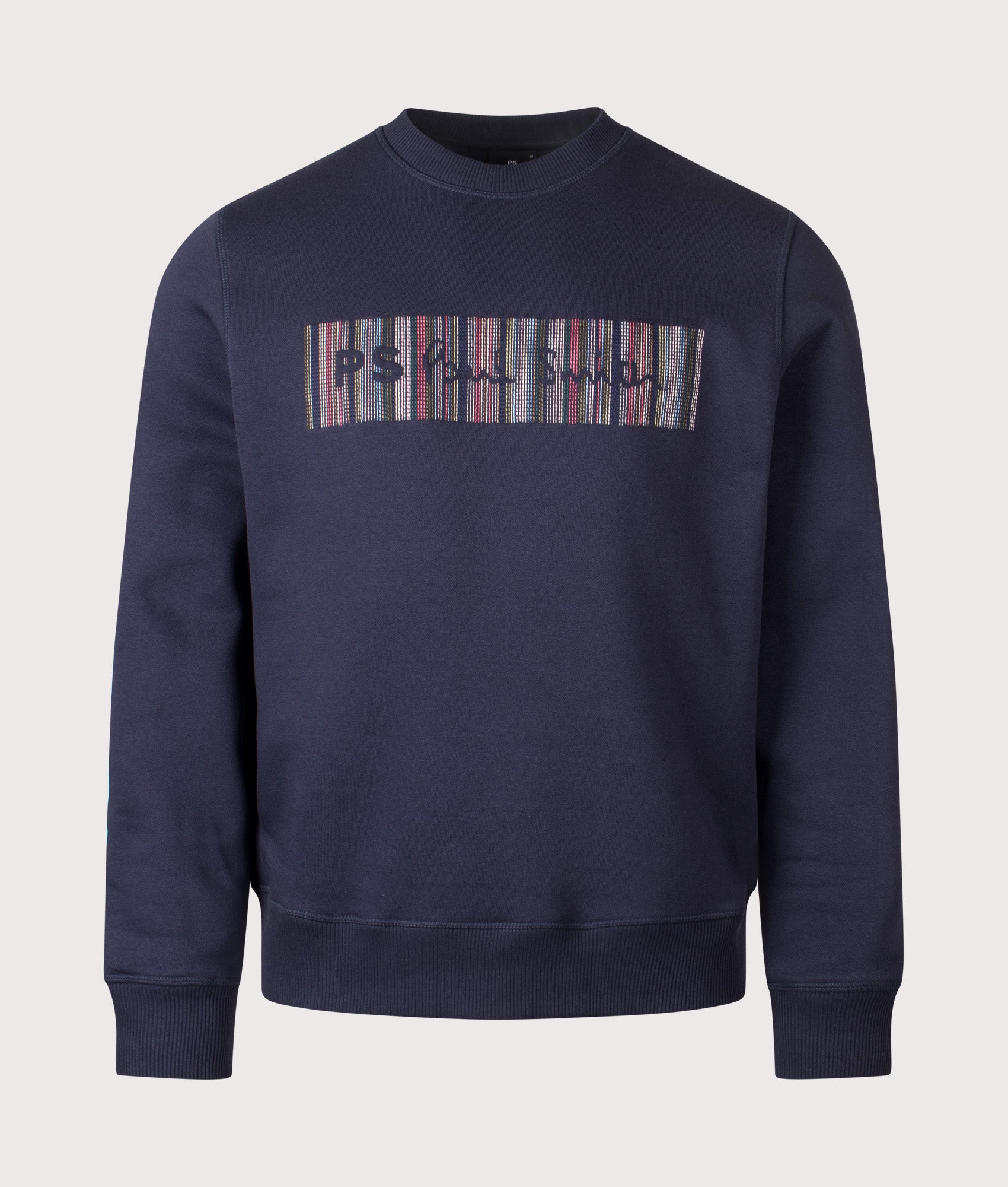 Stitch Stripe Logo Sweatshirt in Blue | PS Paul Smith | EQVVS | Front shot 