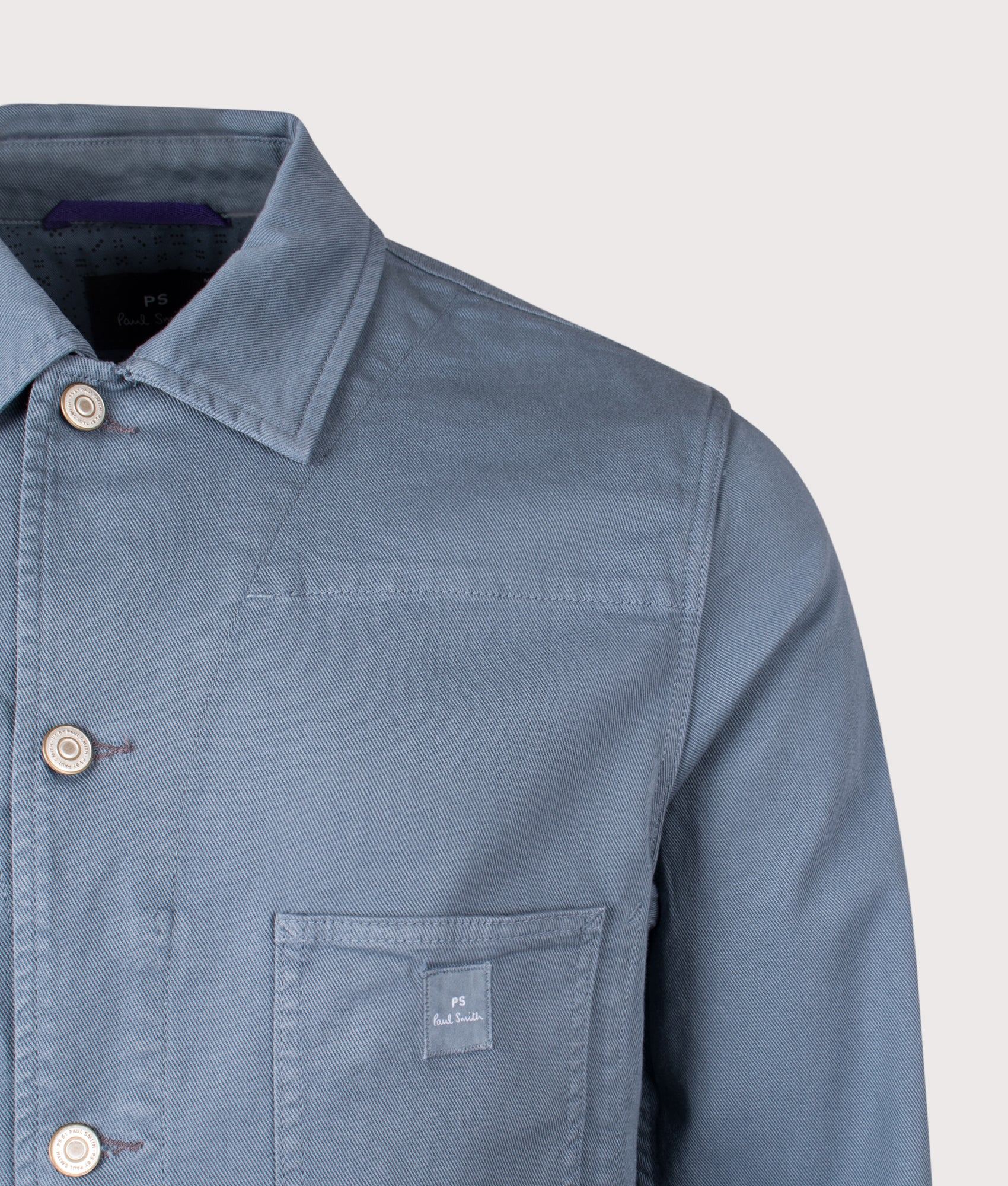 Chore Jacket in Blue | PS Paul Smith | EQVVS | Front detail shot 